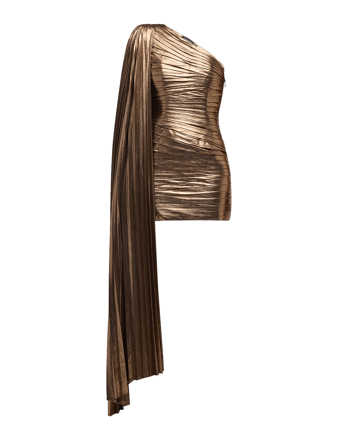 Retrofete Karena Shoulder-Drape Metallic Mini Dress