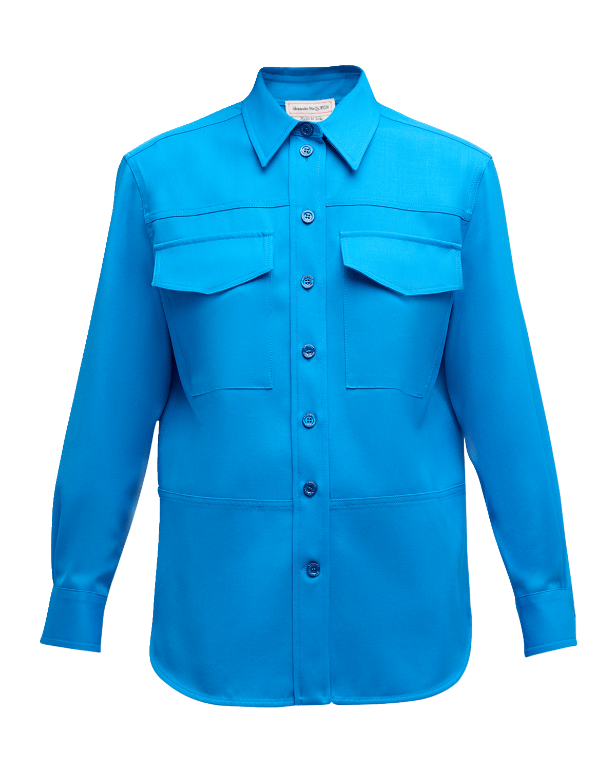 Alexander McQueen Paneled Wool Collared Shirt