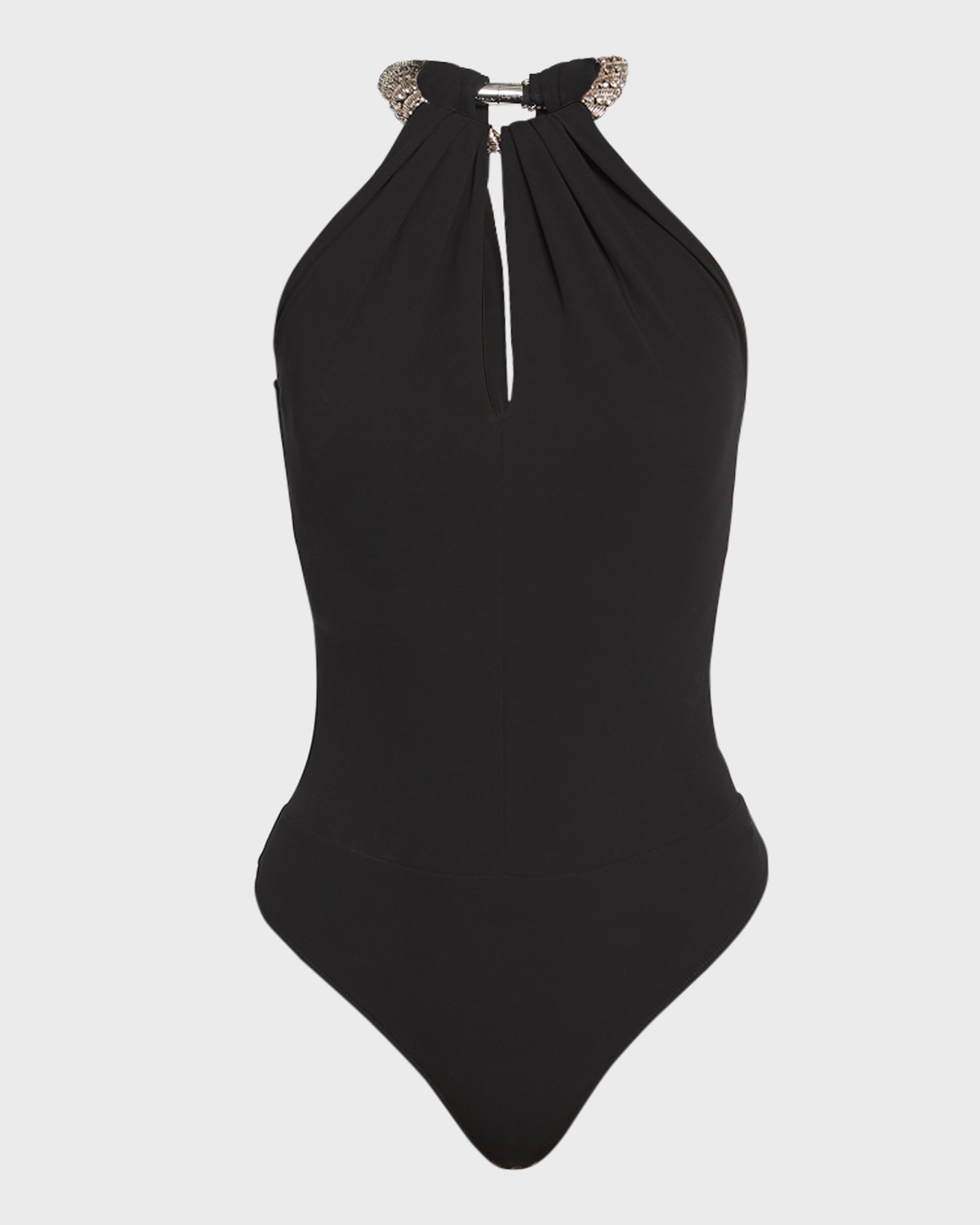 Alexander McQueen Beaded Halter Jersey Bodysuit