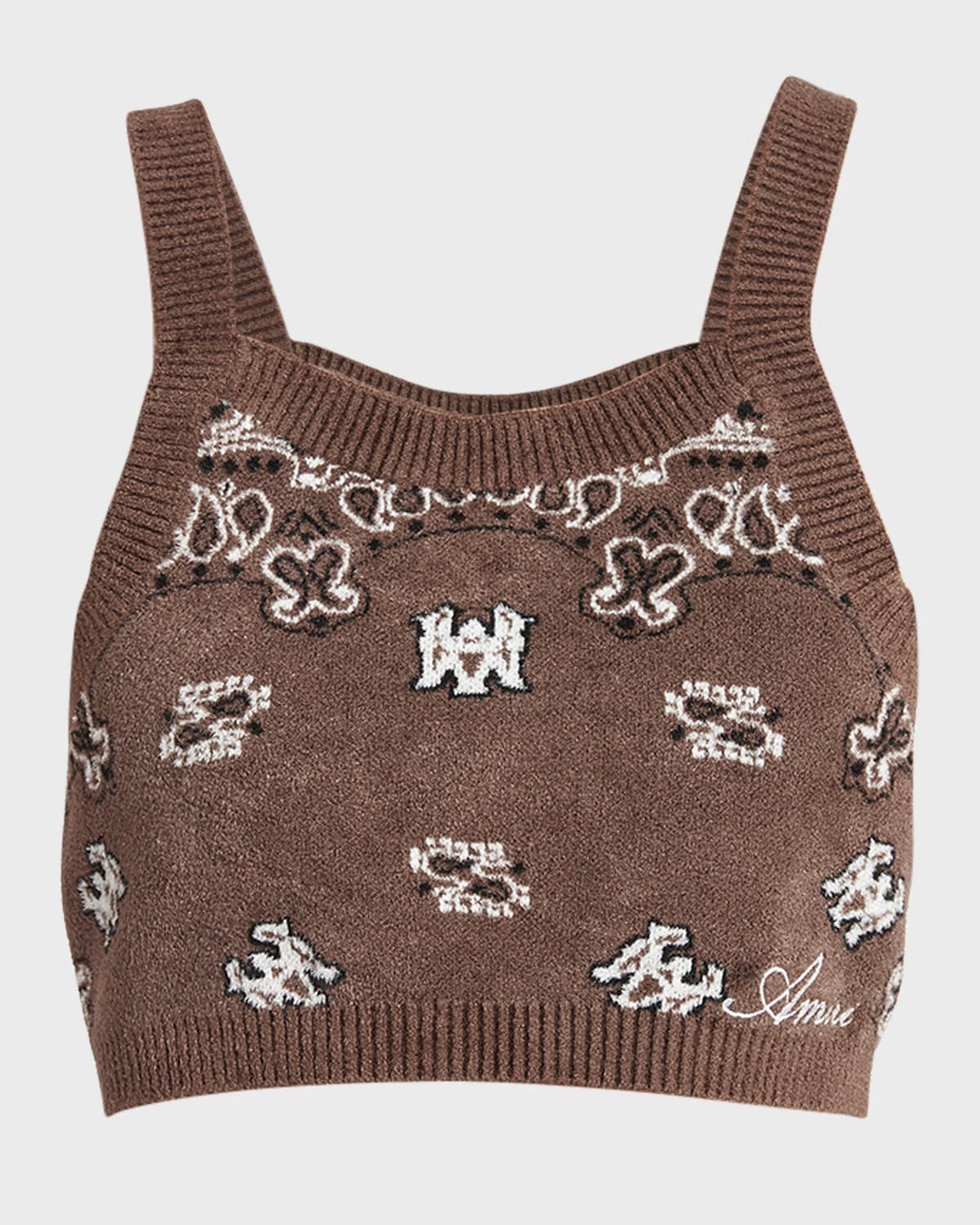 Amiri Logo Bandana Knit Crop Tank Top