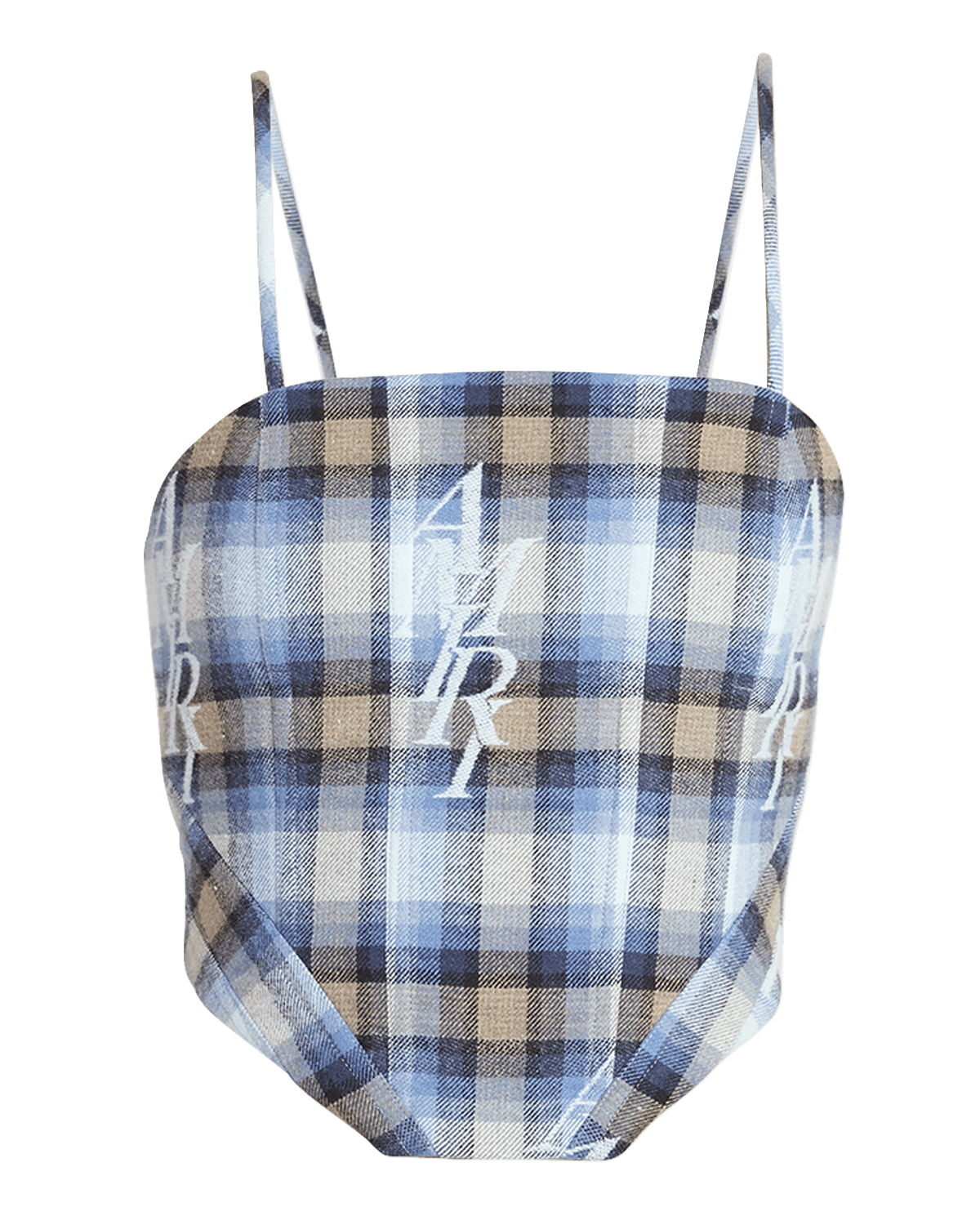 Amiri Logo Plaid Sleeveless Corset Top