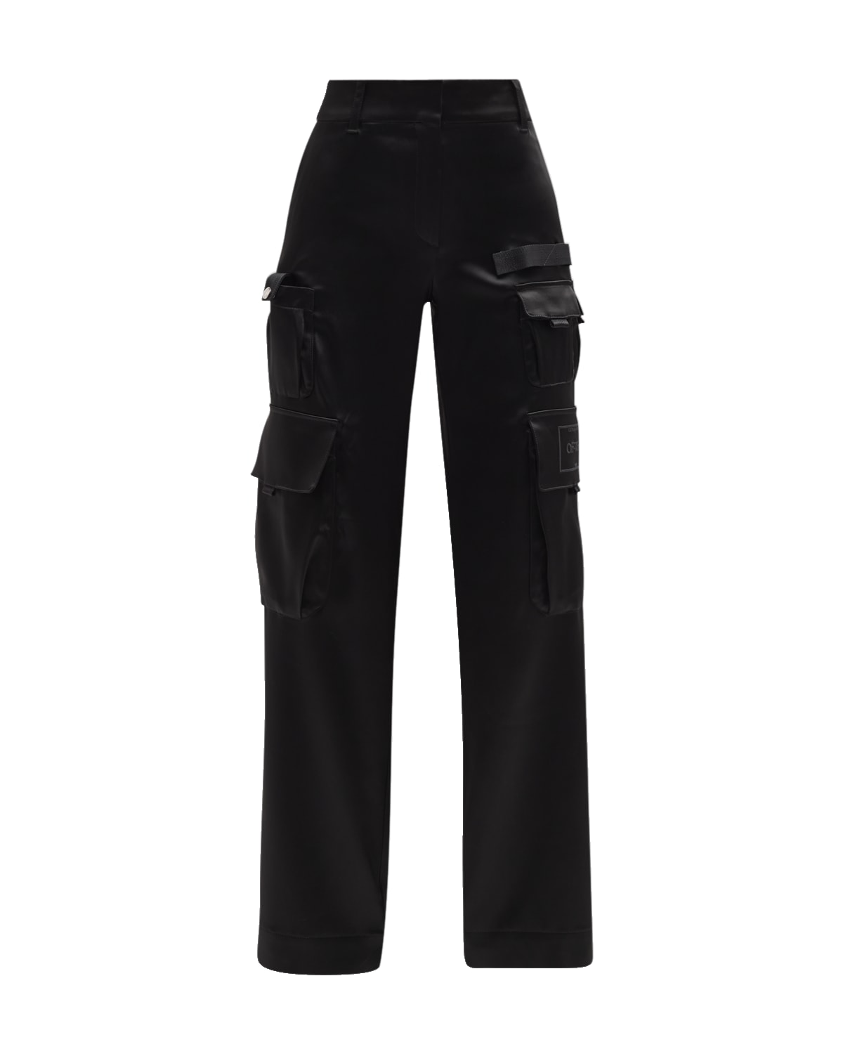 Off-White High-Rise Wide-Leg Satin Toybox Cargo Pants