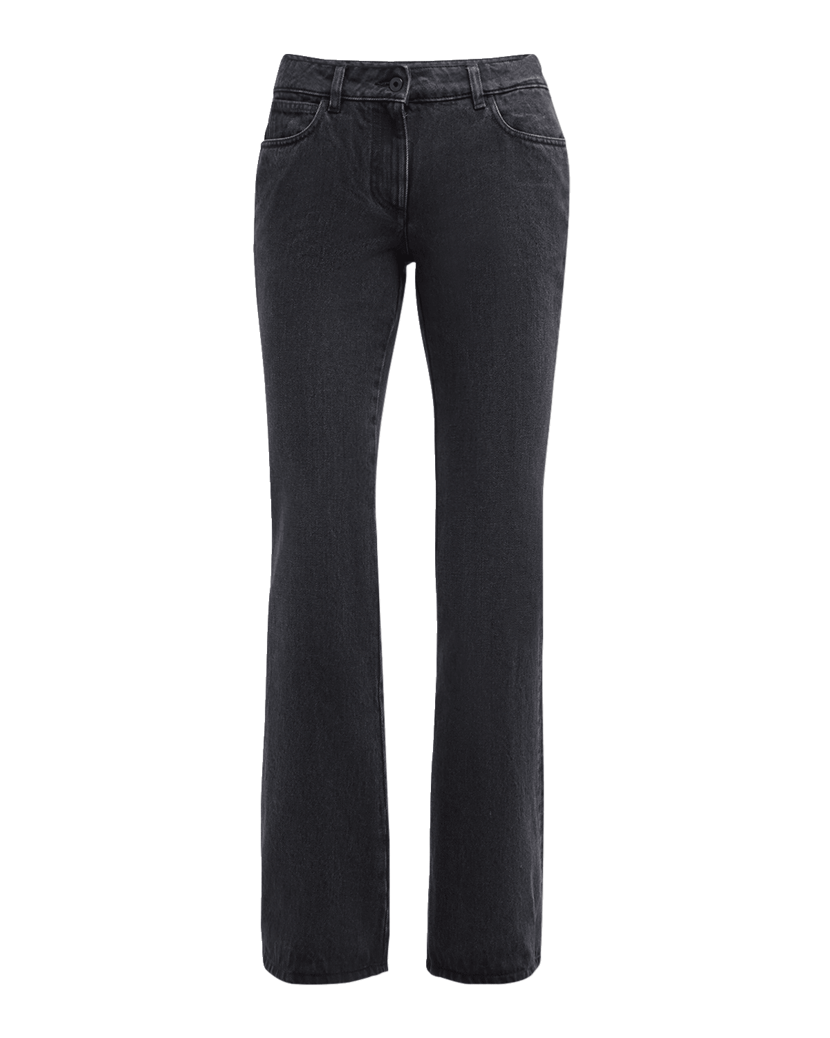 Off-White Low-Rise 5-Pocket Slim Flared Denim Pants