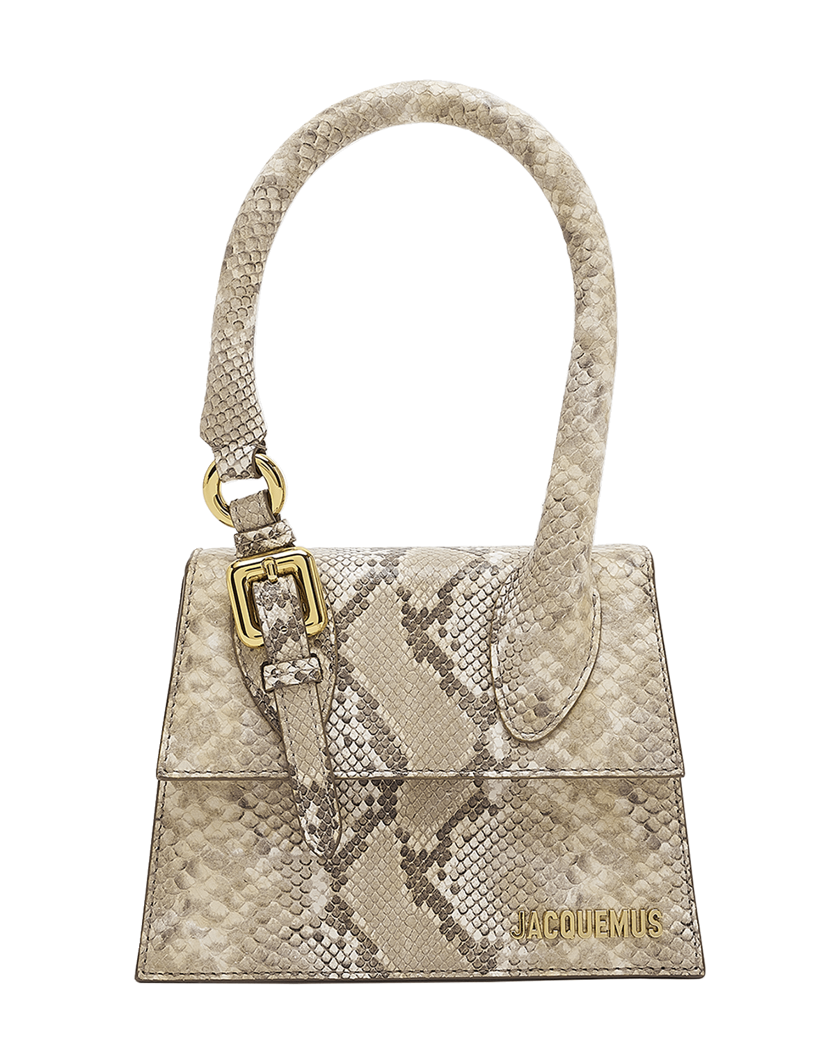 Jacquemus Le Chiquito Moyen Snake-Print Top-Handle Bag