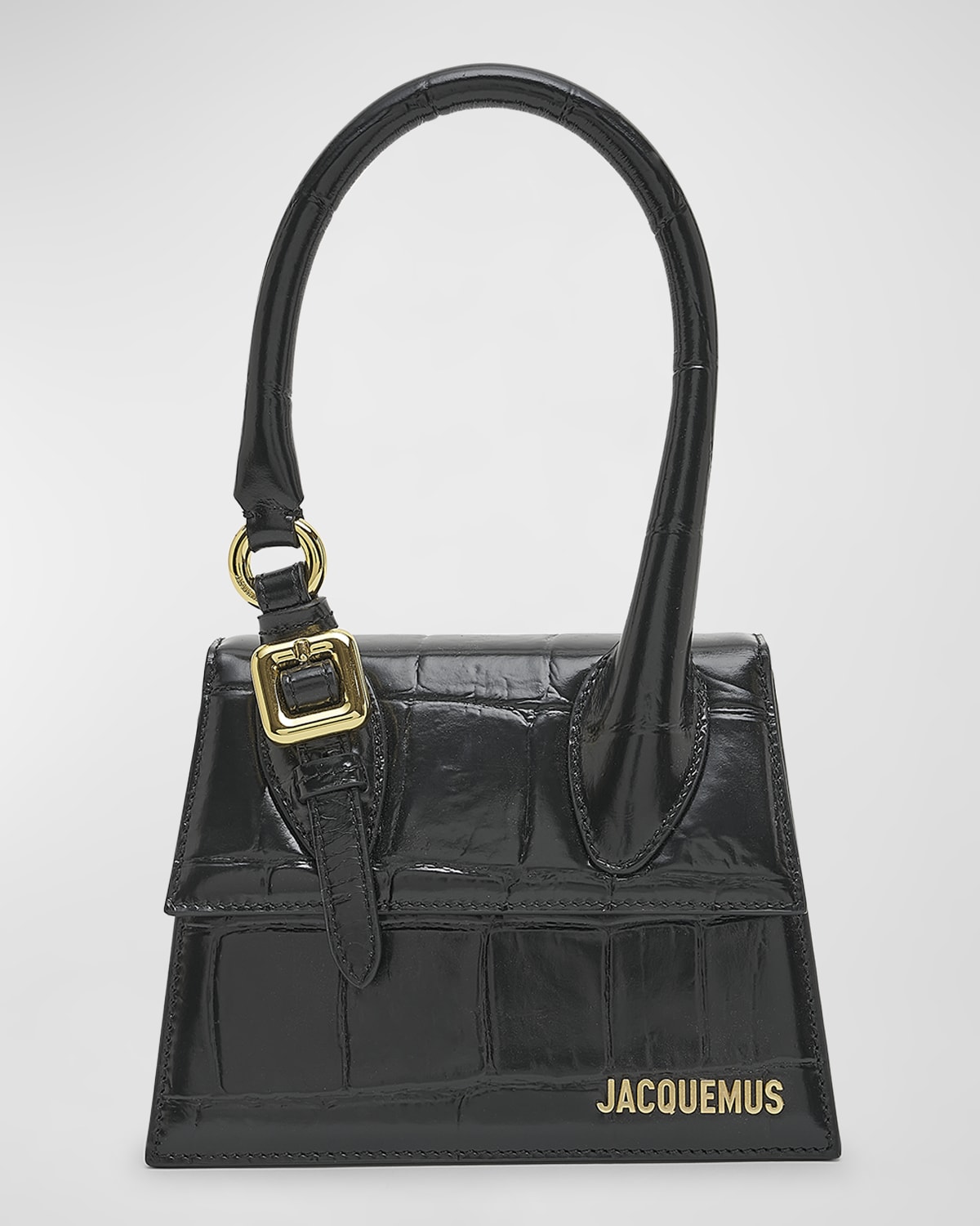 Jacquemus Le Chiquito Moyen Croc-Embossed Top-Handle Bag