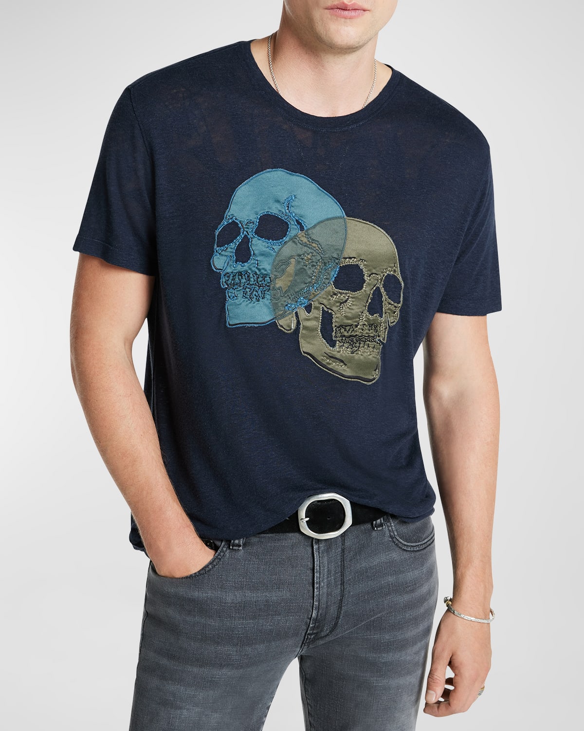 John Varvatos Men's Double Skull T-Shirt