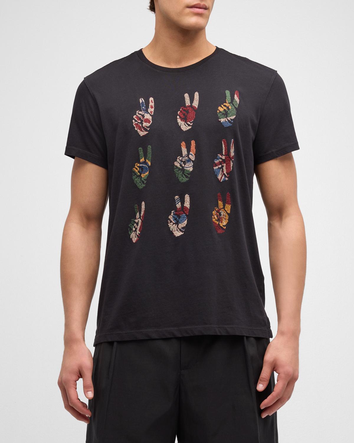 John Varvatos Men's Multi Peace Hand T-Shirt