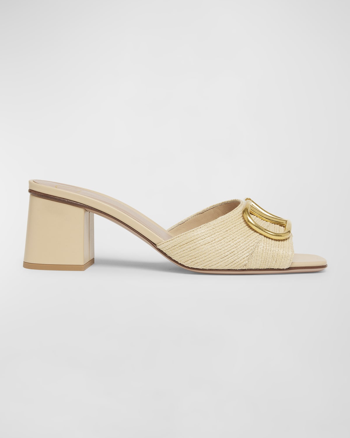 Valentino Garavani VLogo Medallion Raffia Slide Sandals