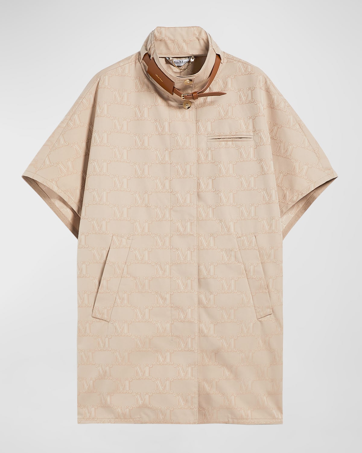 Max Mara Kiss Monogram Cape With a Belted Collar