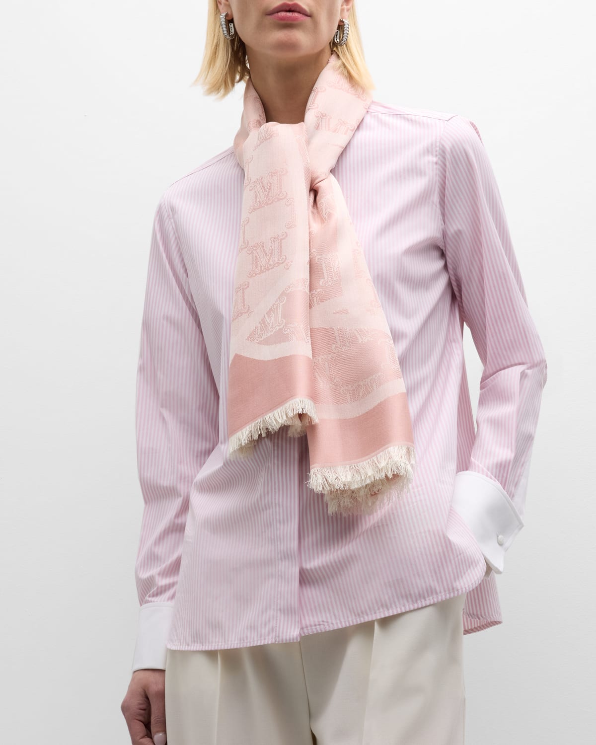 Max Mara Tronto Pink Silk Square Scarf