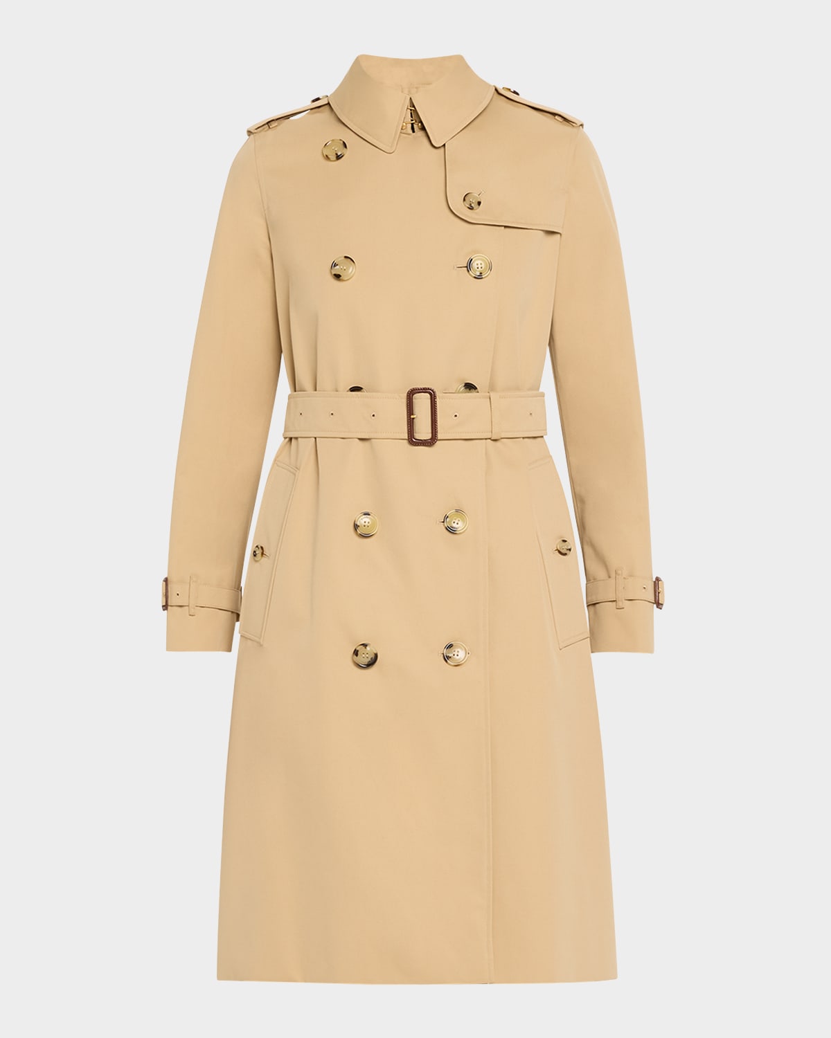 Burberry Kensington Organic Belted Double-Breasted Long Trench Coat