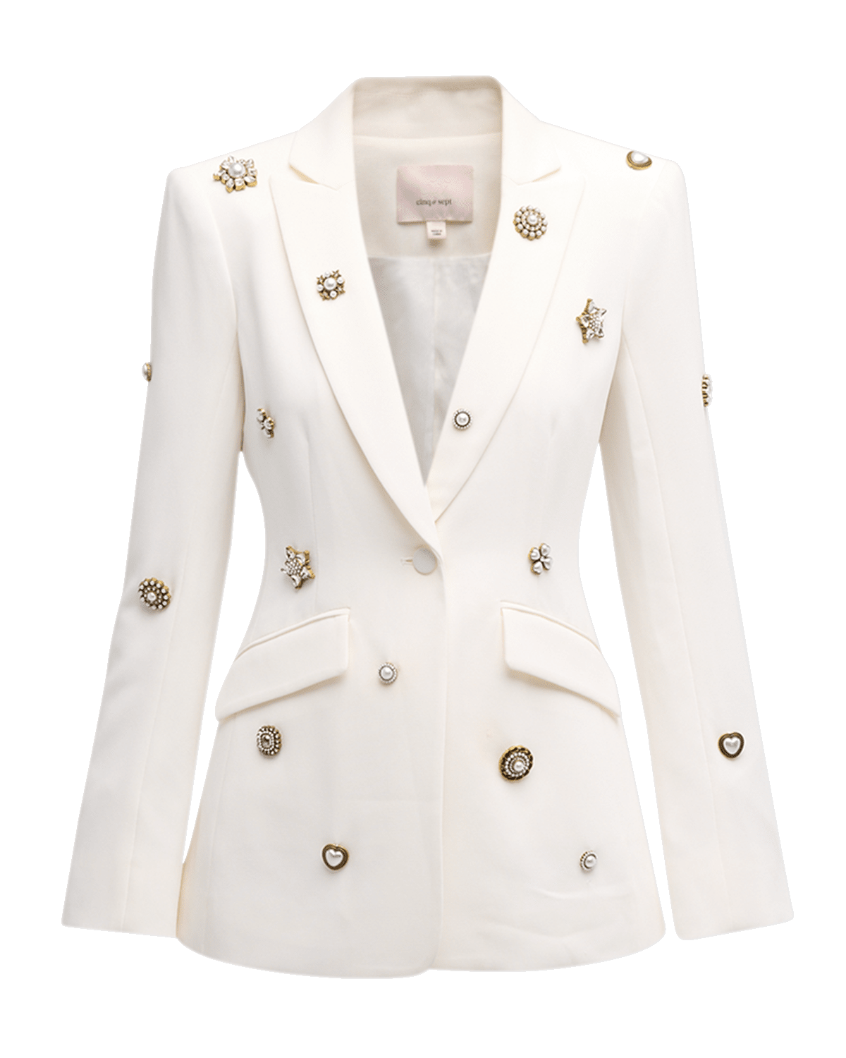 Cinq a Sept Cheyenne Golden Charm Embroidered Crepe Blazer