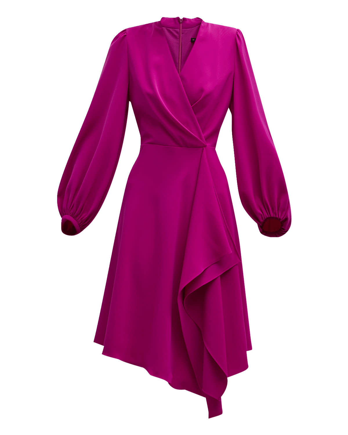 Black Halo Emberly Draped Faux-Wrap Midi Dress