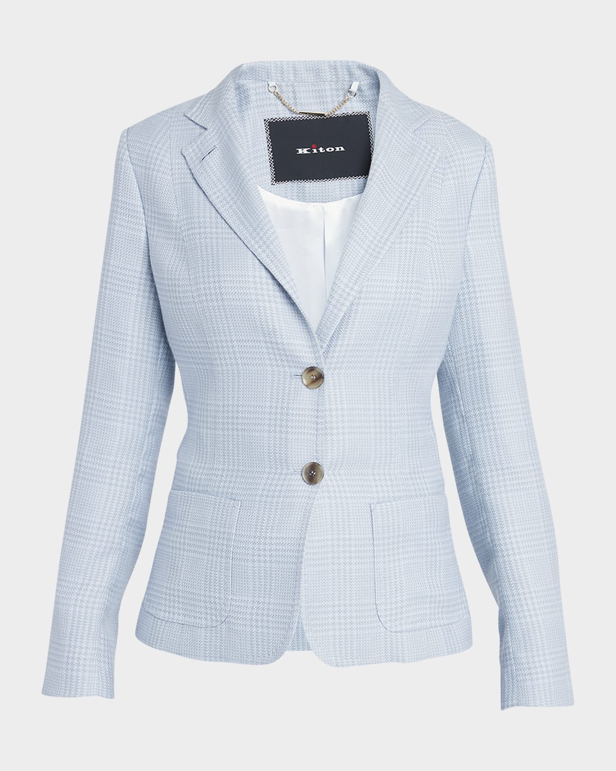Kiton Check Cashmere Single-Breasted Blazer Jacket