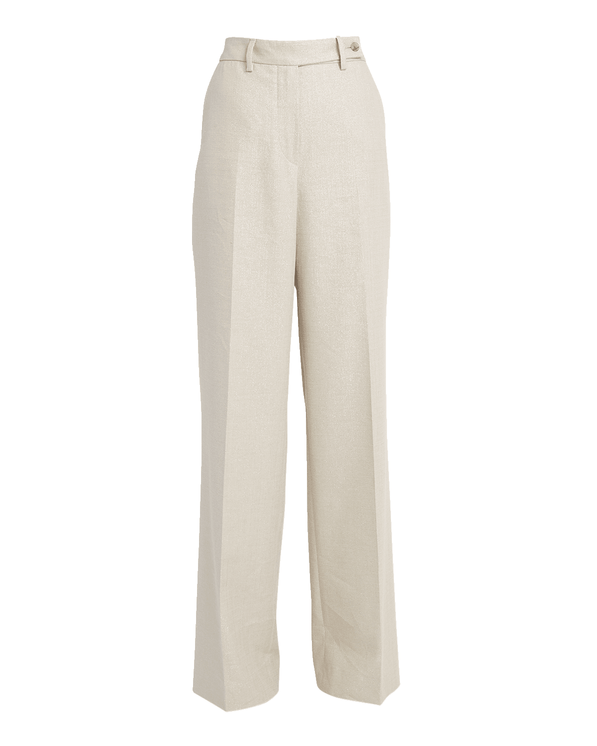 Kiton High-Rise Metallic Linen-Blend Wide-Leg Pants