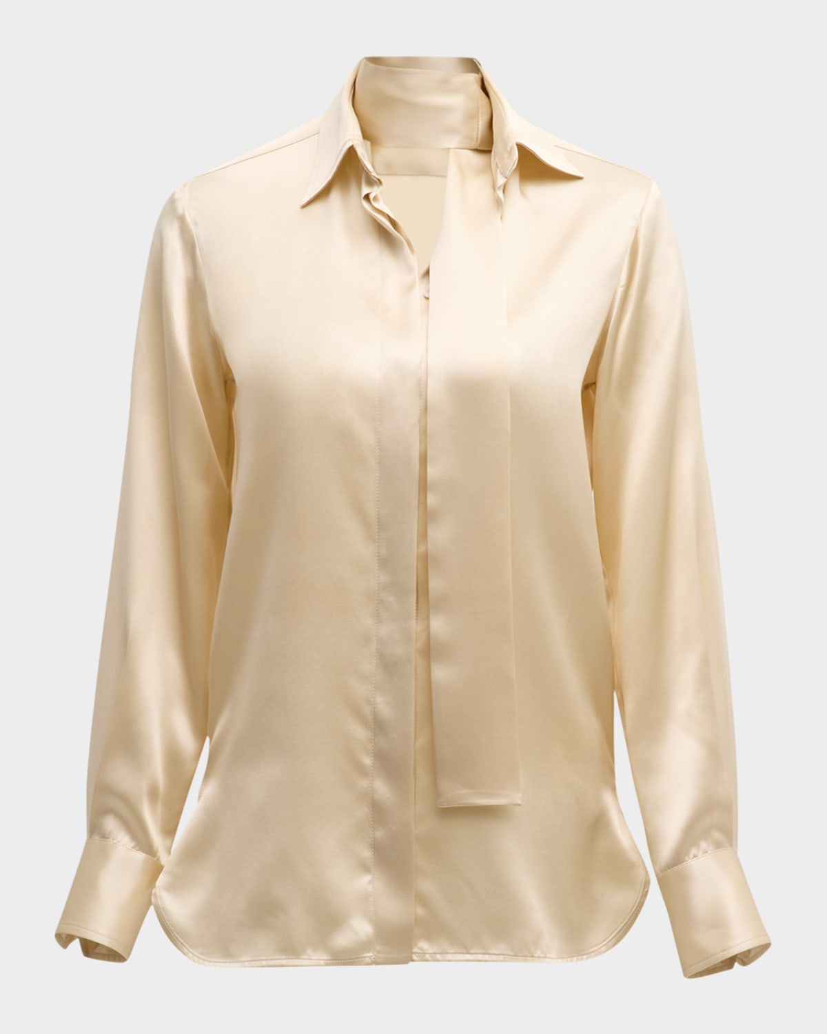 Kiton Neck-Scarf Silk Collared Blouse