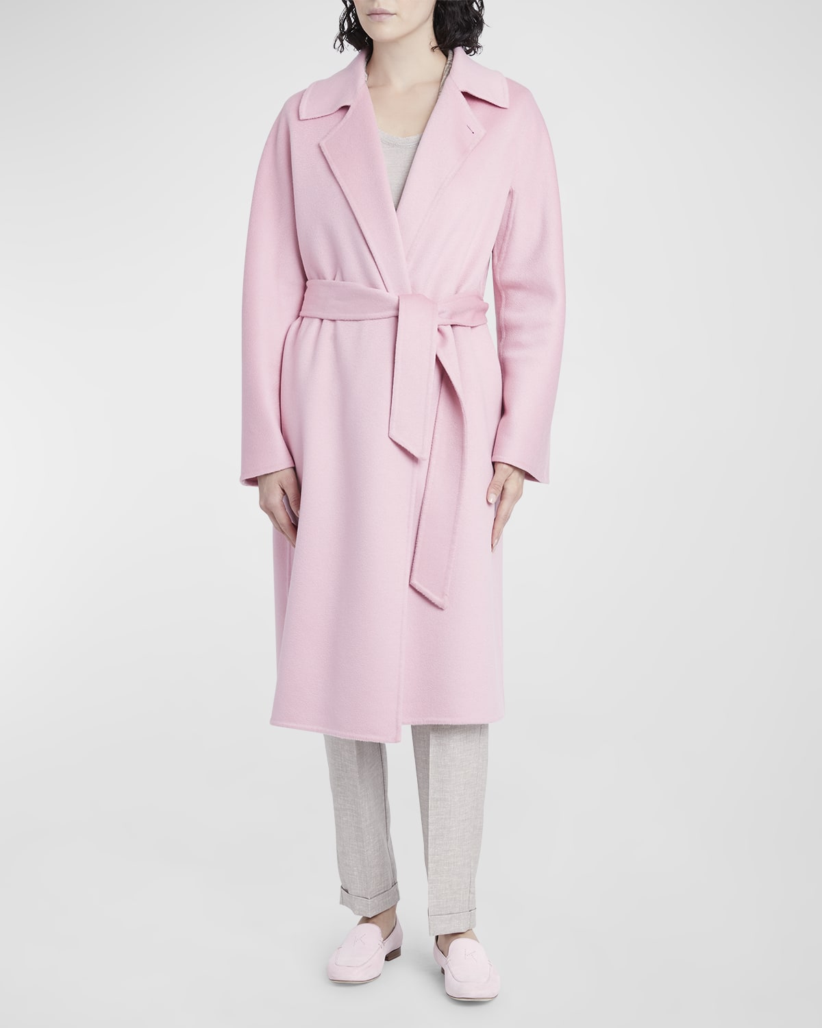 Kiton Belted Cashmere Long Wrap Overcoat