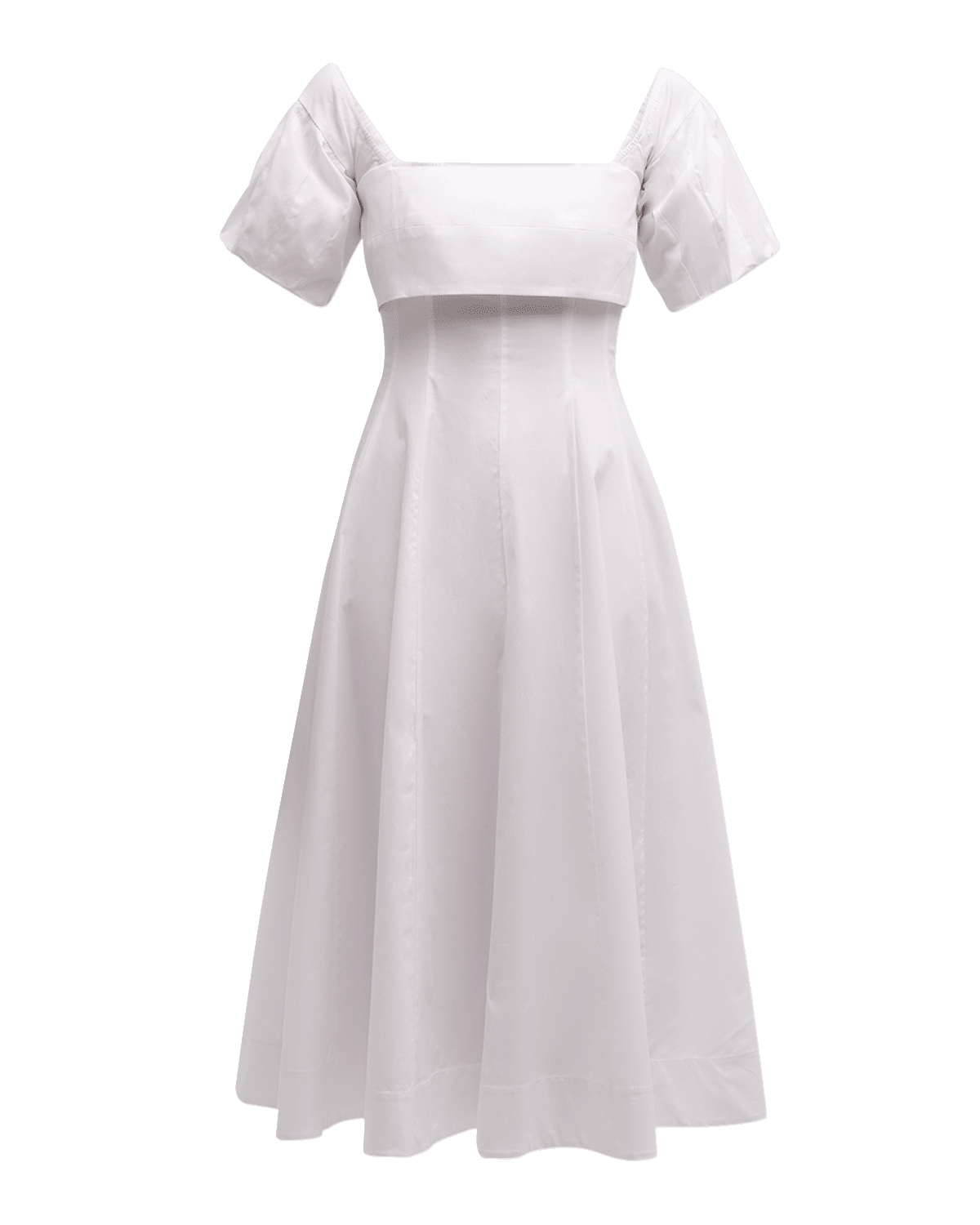 STAUD Palermo Puff-Sleeve Stretch Poplin Dress