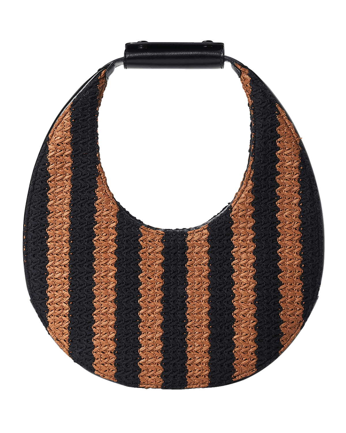 STAUD Moon Striped Straw Shoulder Bag