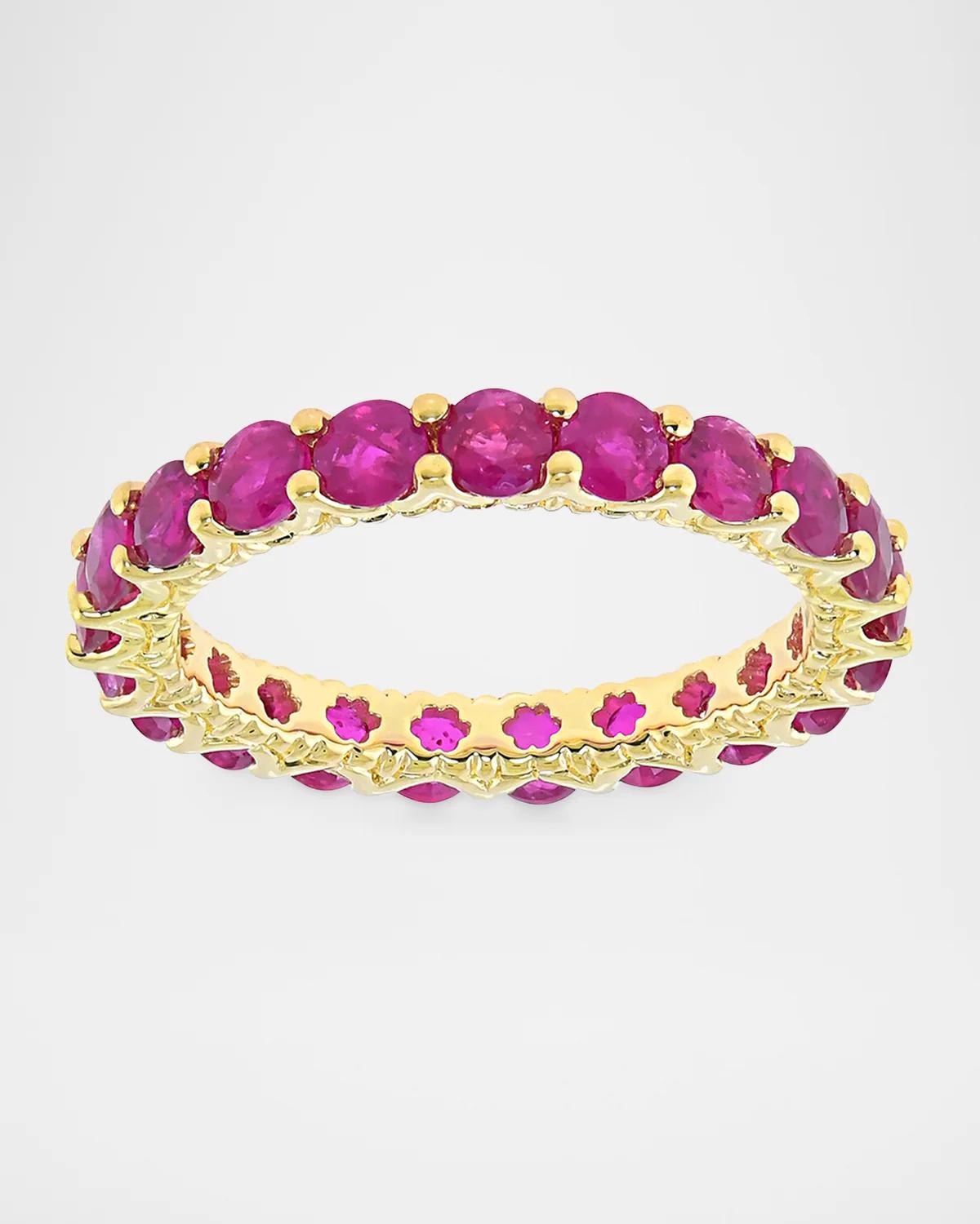 18K Yellow Gold Ruby Hero Gemstone Eternity Band, Size 6.5