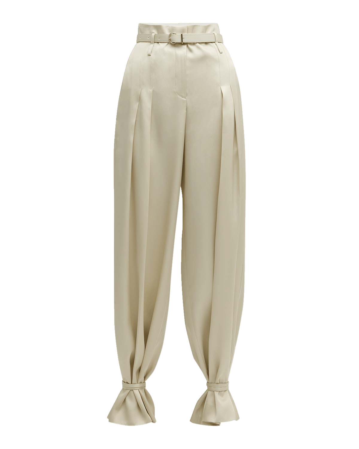Jil Sander High-Rise Pleated Belted Straight-Leg Tie-Cuff Trousers