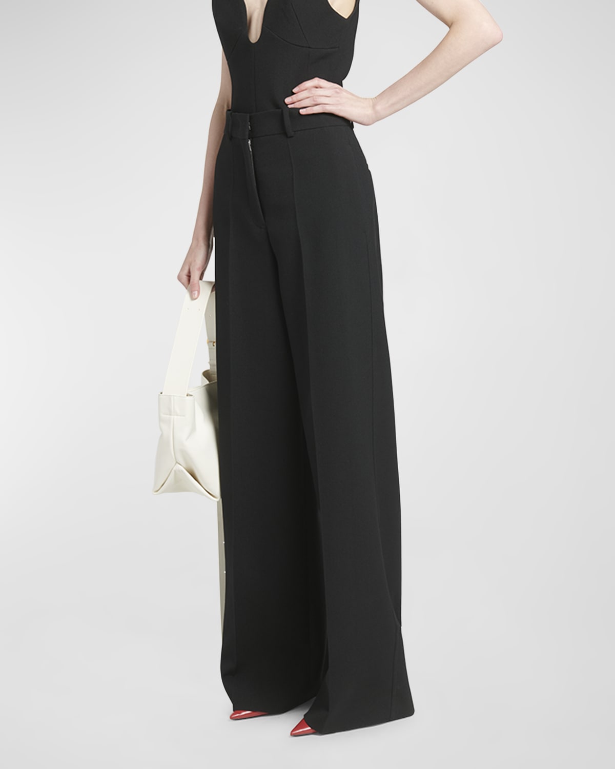 Jil Sander High-Rise Straight-Leg Silk-Blend Trousers