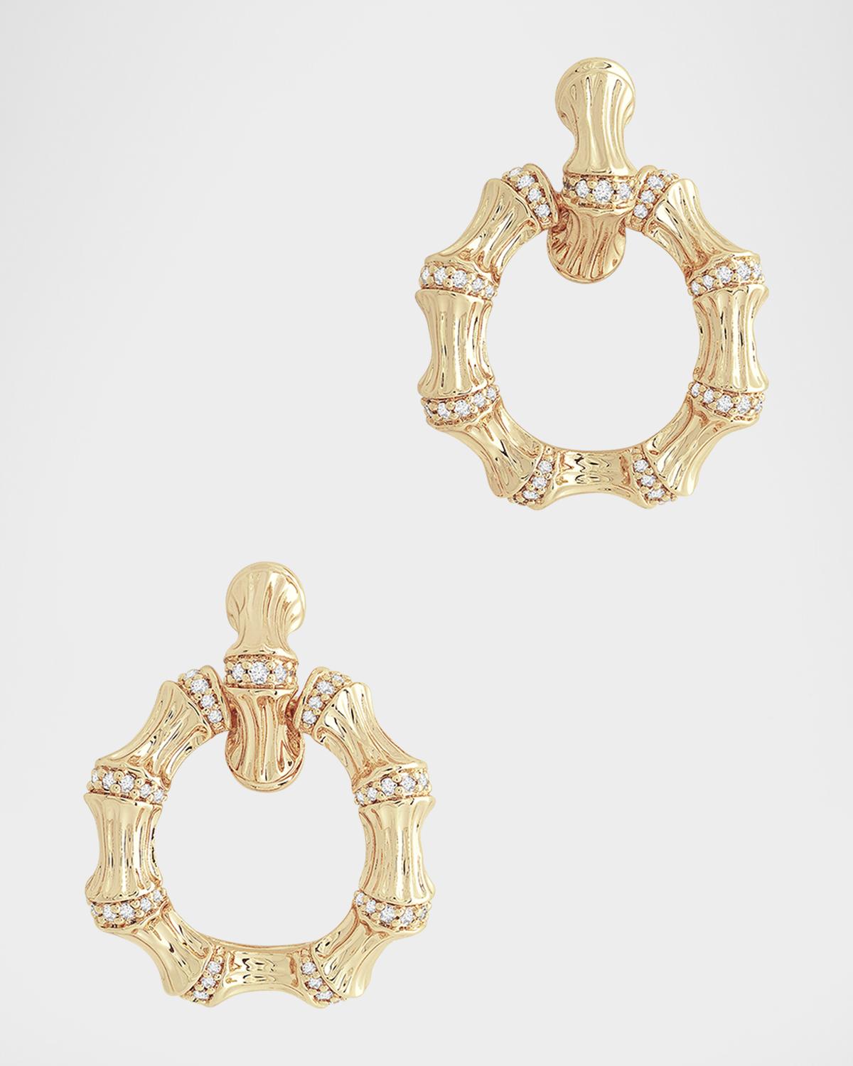 Cubic Zirconia Bamboo Double Hoop Earrings