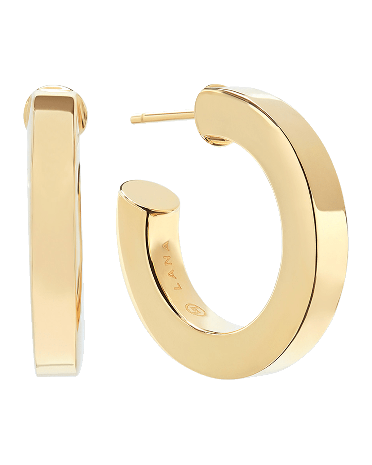 LANA 14K Yellow Gold Square Tube Hollow Hoop Earrings