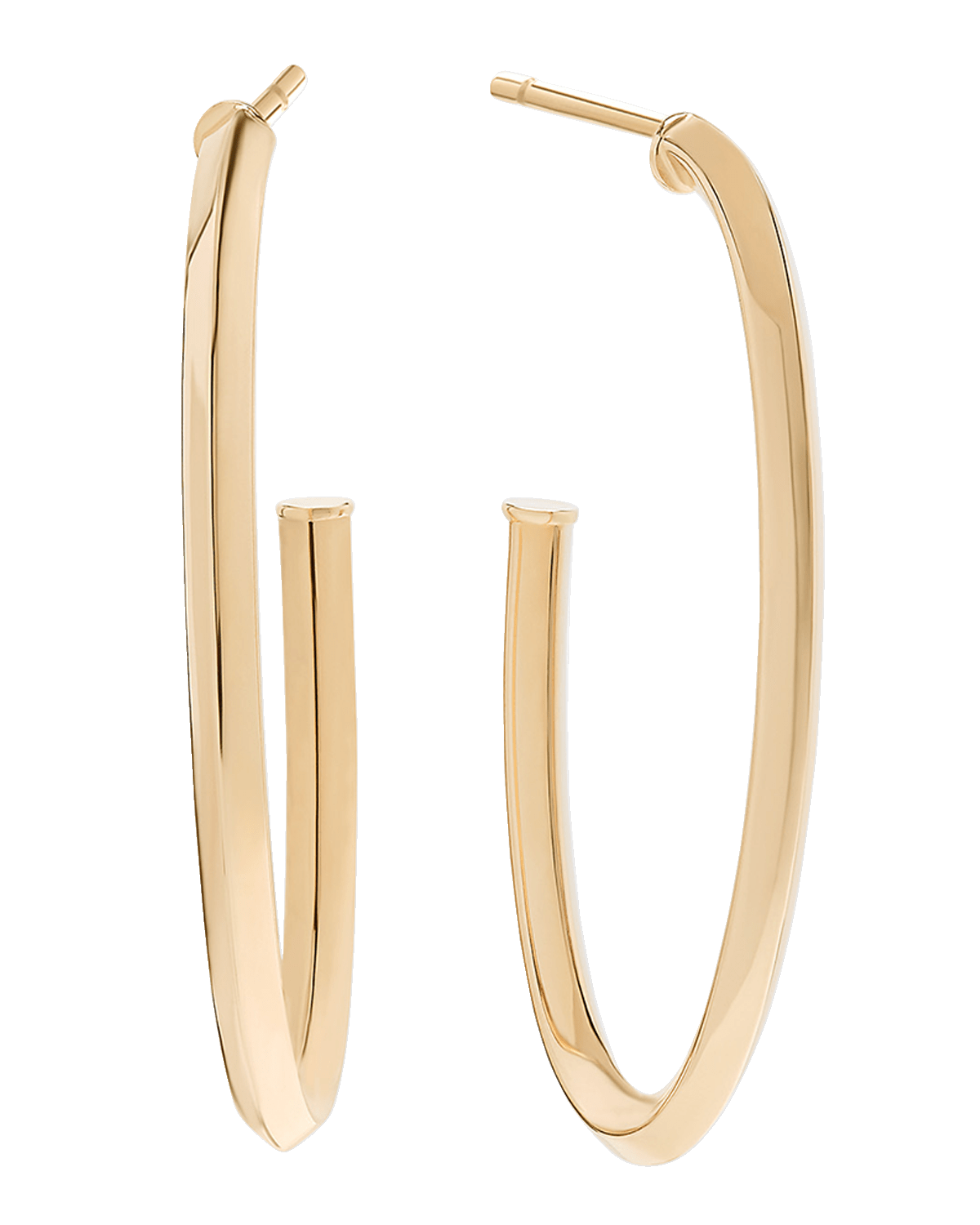 LANA 14K Yellow Gold Thin Oval Hoop Earrings