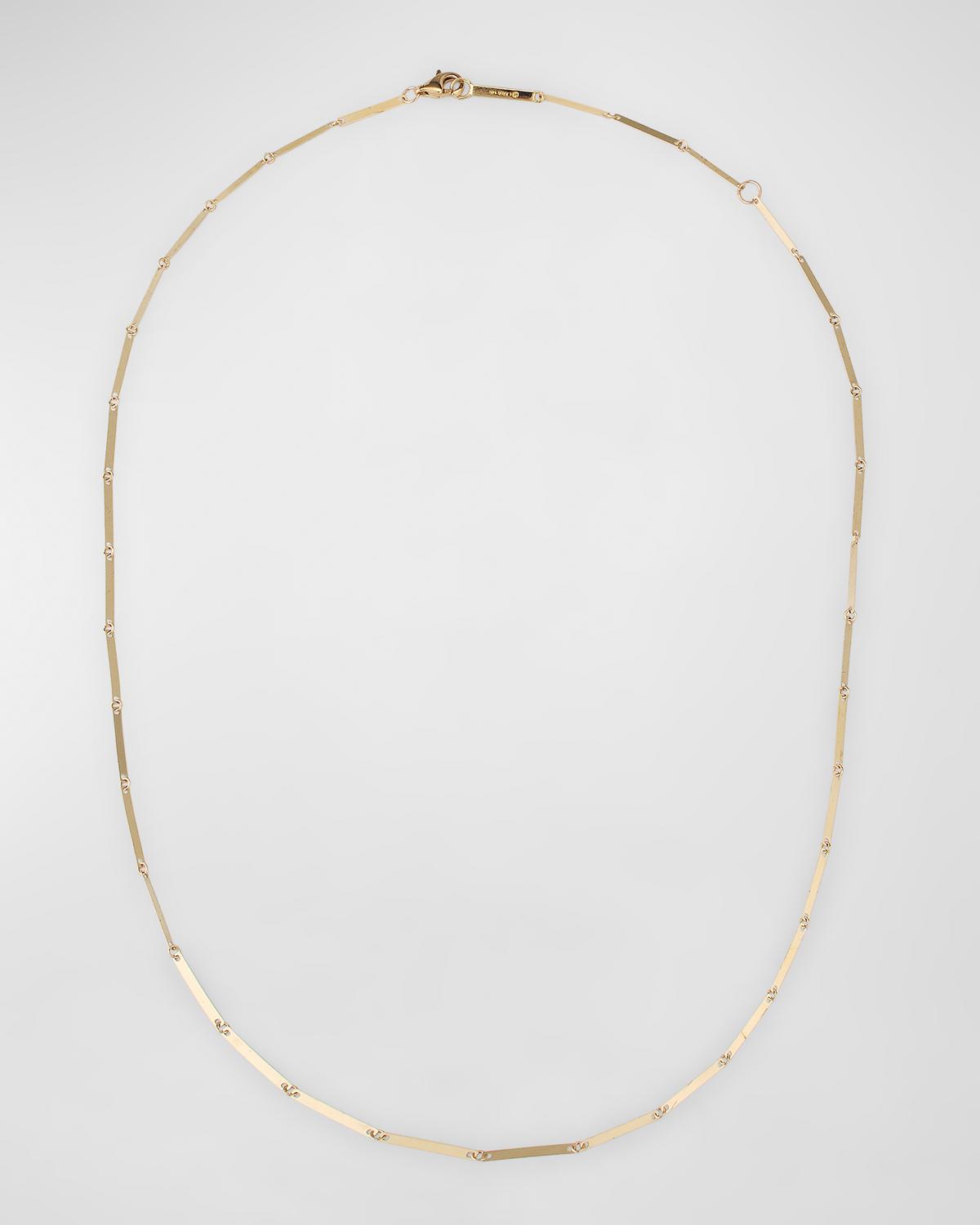 14K Yellow Gold Laser Rectangle Chain Necklace, 18"