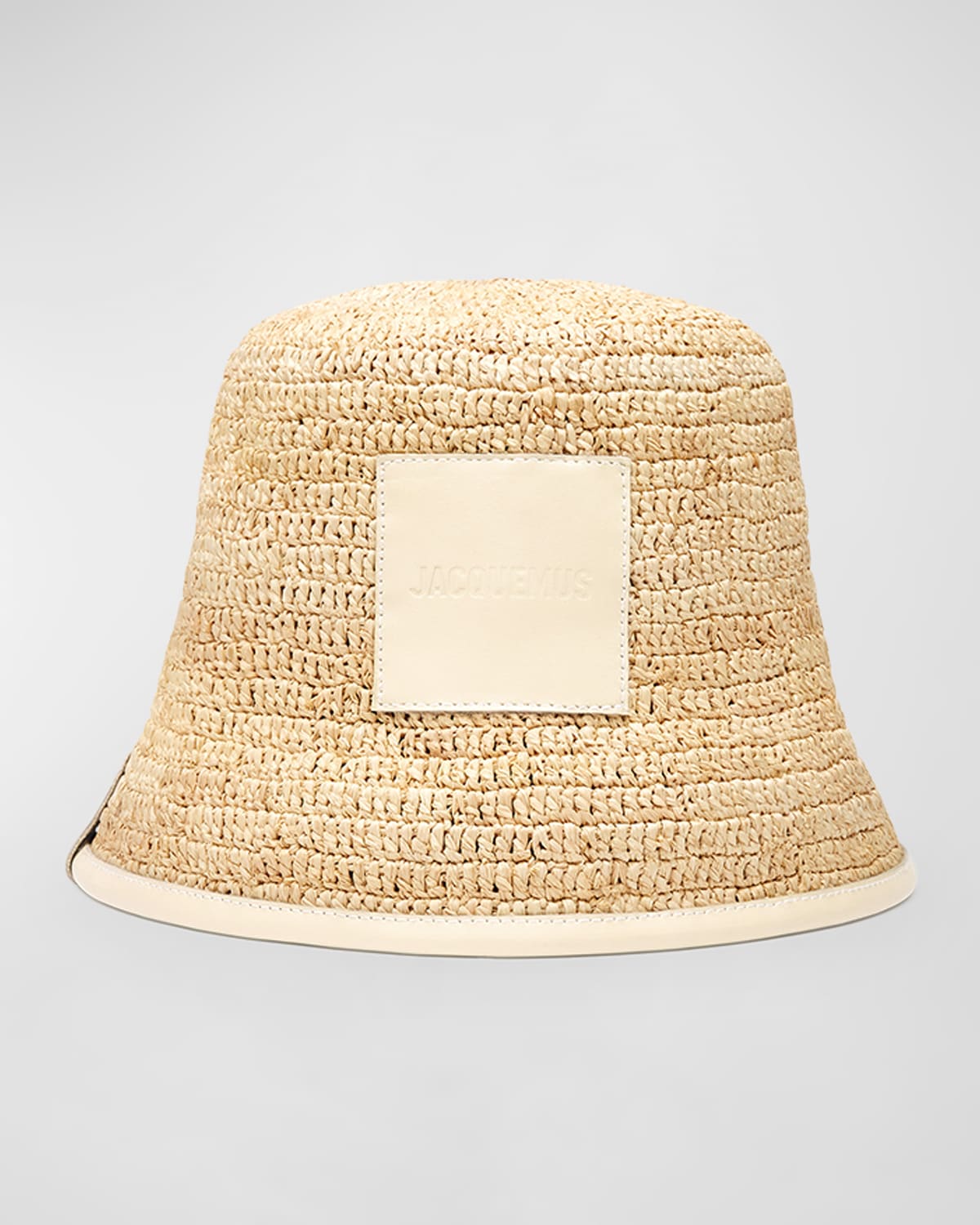 Jacquemus Le Bob Soli Raffia & Black Leather Bucket Hat