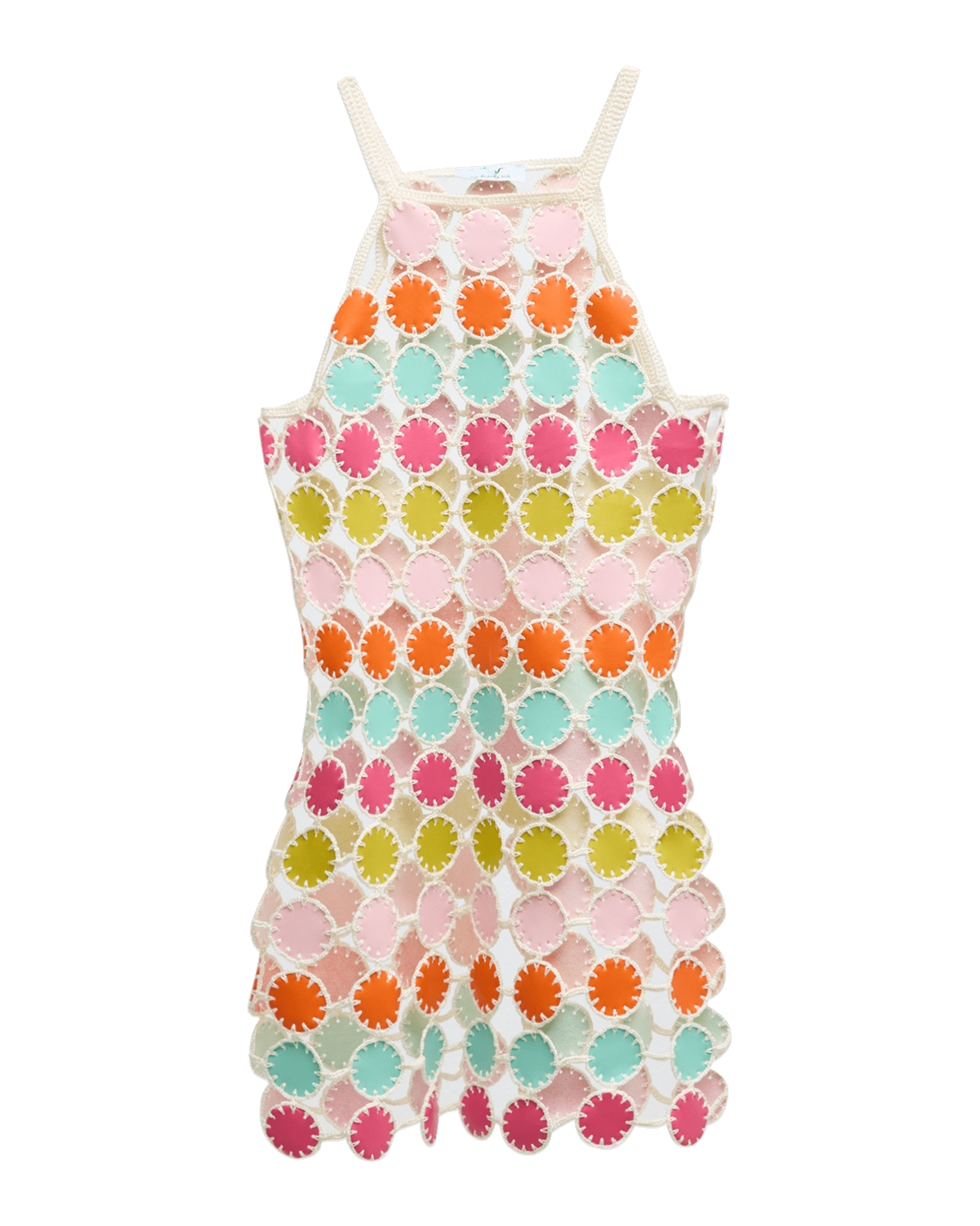 My Beachy Side Hand Crochet Mini Dress with Faux Leather Scoop Motifs