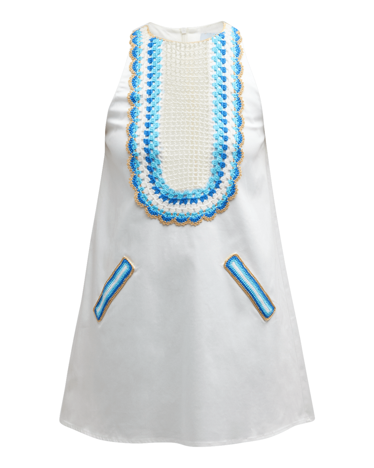 My Beachy Side Sleeveless Mini Dress with Hand Crochet Trim