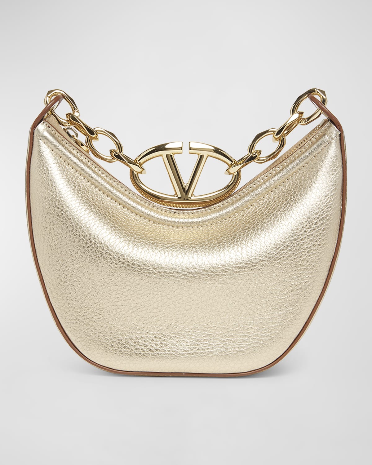 Valentino Garavani Mini VLOGO Moon Metallic Hobo Bag