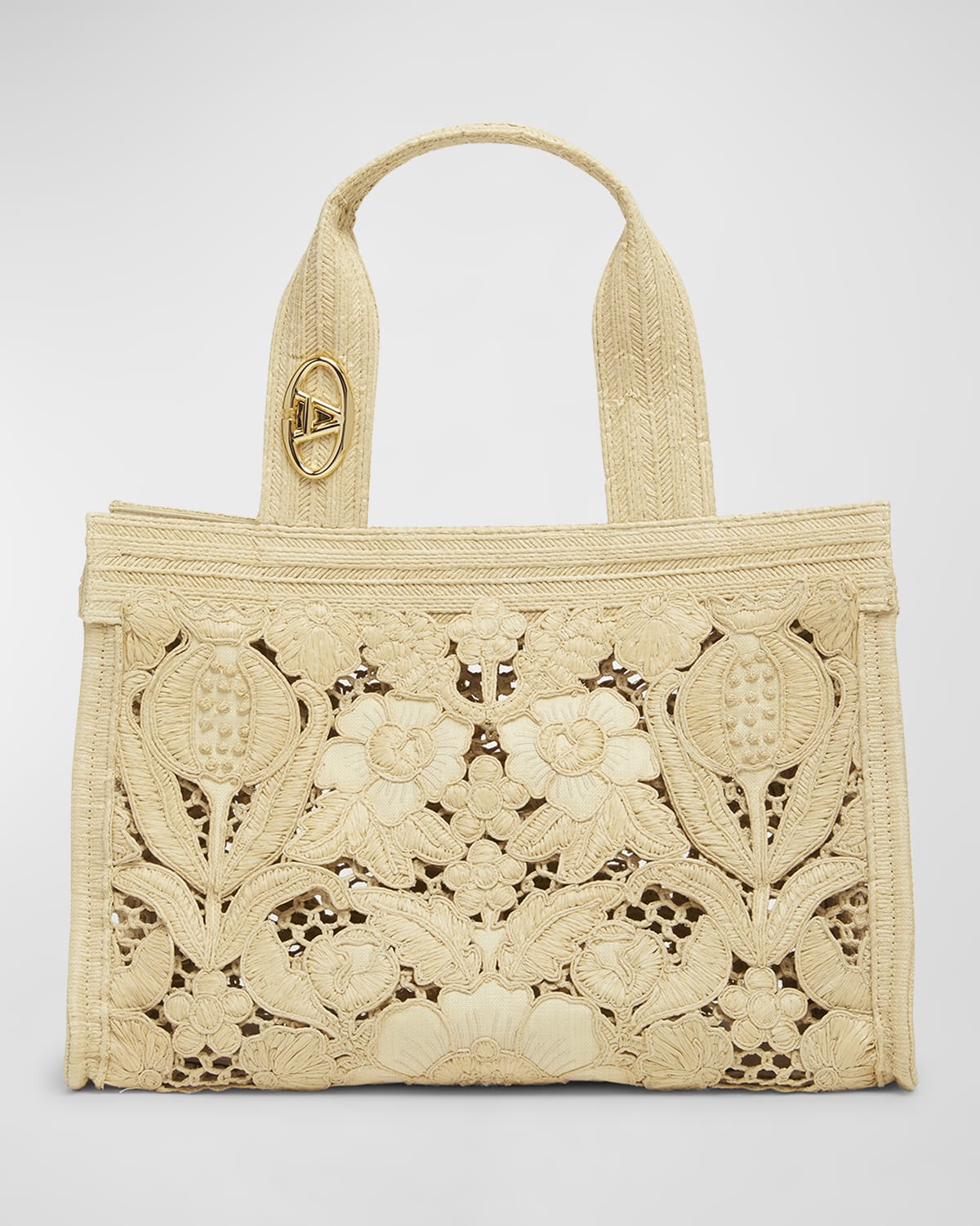 Valentino Garavani Medium Resort Flower Raffia Tote Bag