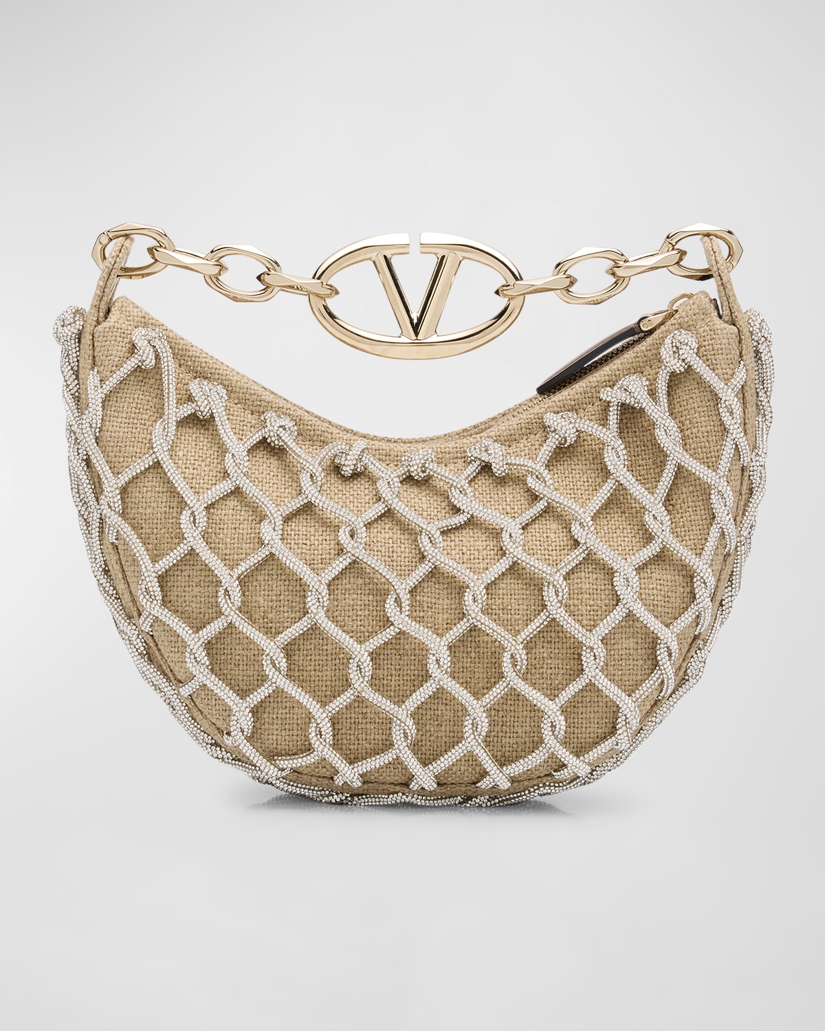 Valentino Garavani VLOGO Mini Netted Moon Hobo Bag