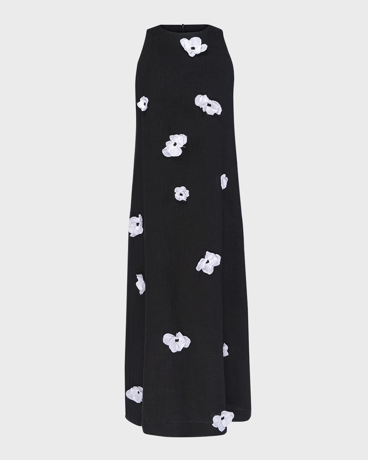 Sleeper The Bloom Floral Applique Linen Midi Dress