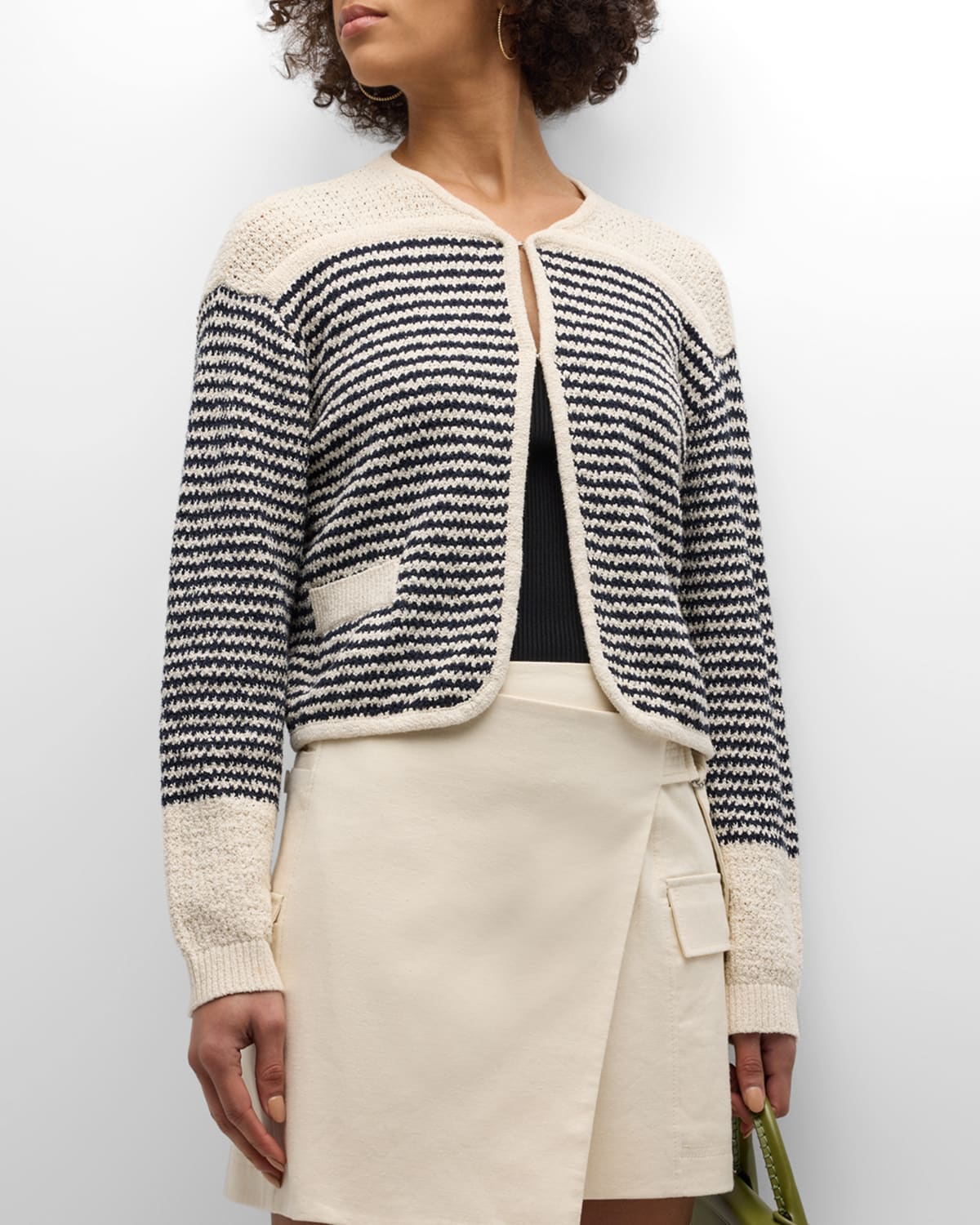 Tanya Taylor Ashton Organic Cotton Knit Two-Tone Jacket