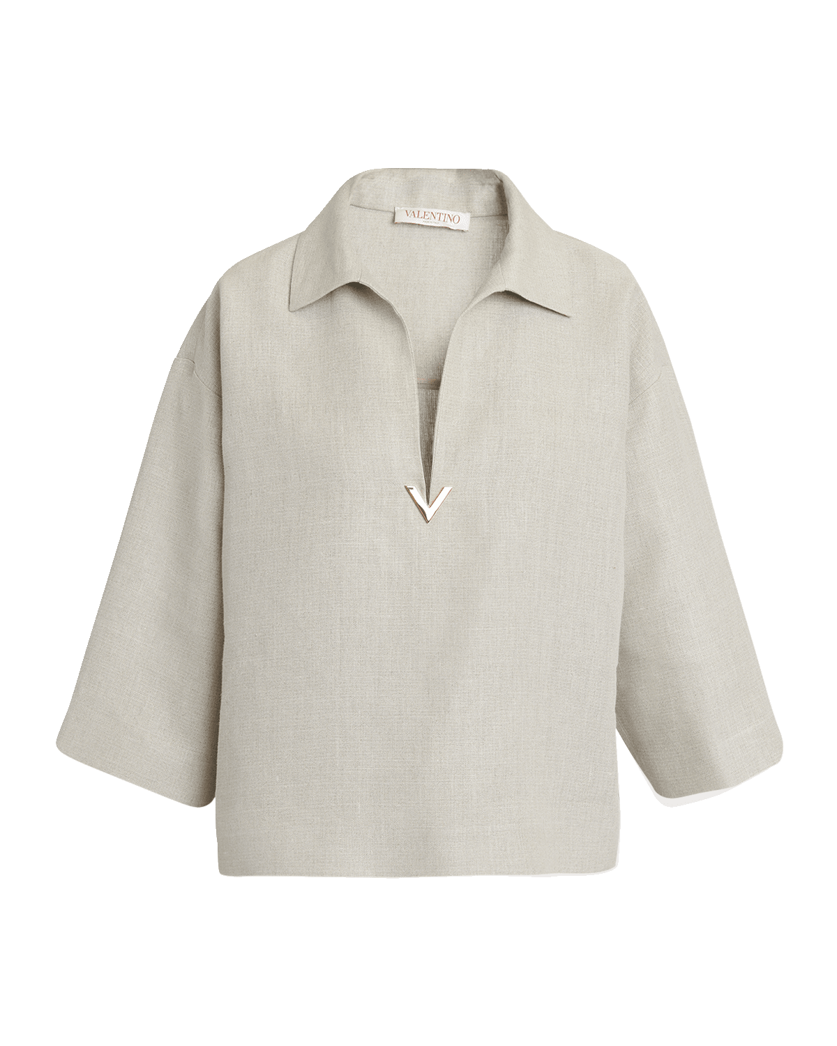 Valentino Garavani Linen Top with V Logo Detail