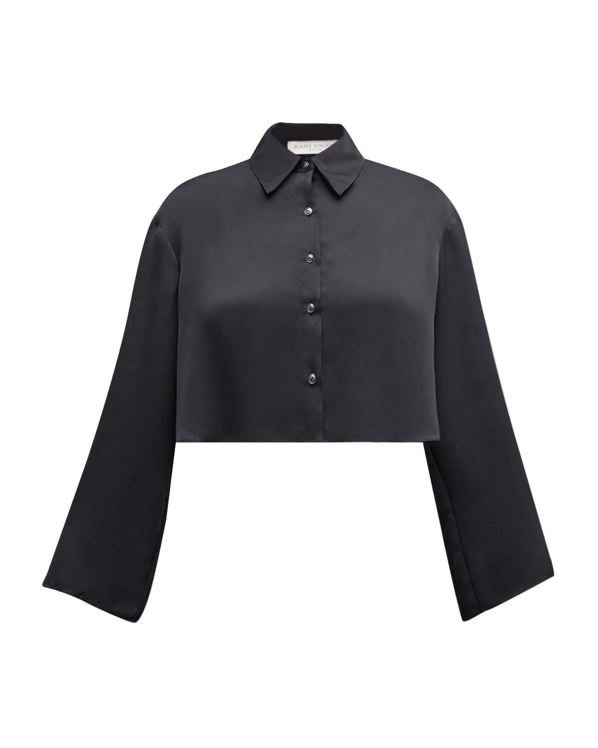 Ramy Brook Skyla Satin Button-Front Crop Top