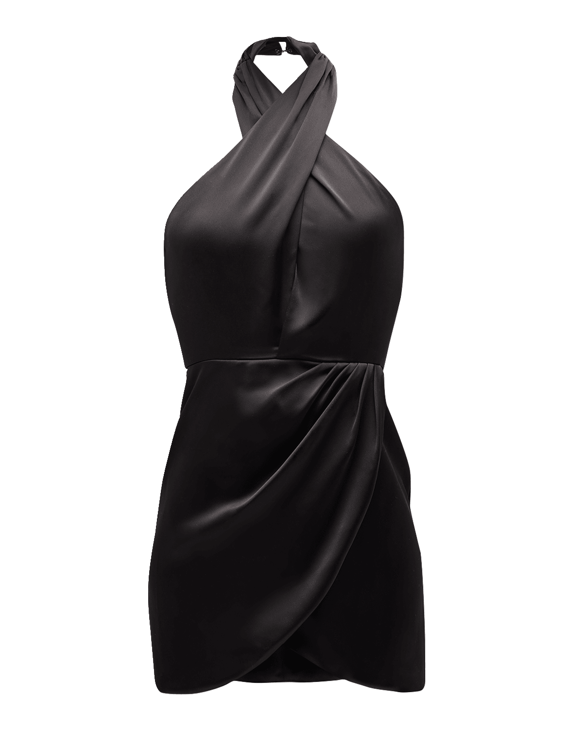 Ramy Brook Jona Pleated Crossover Halter Mini Dress