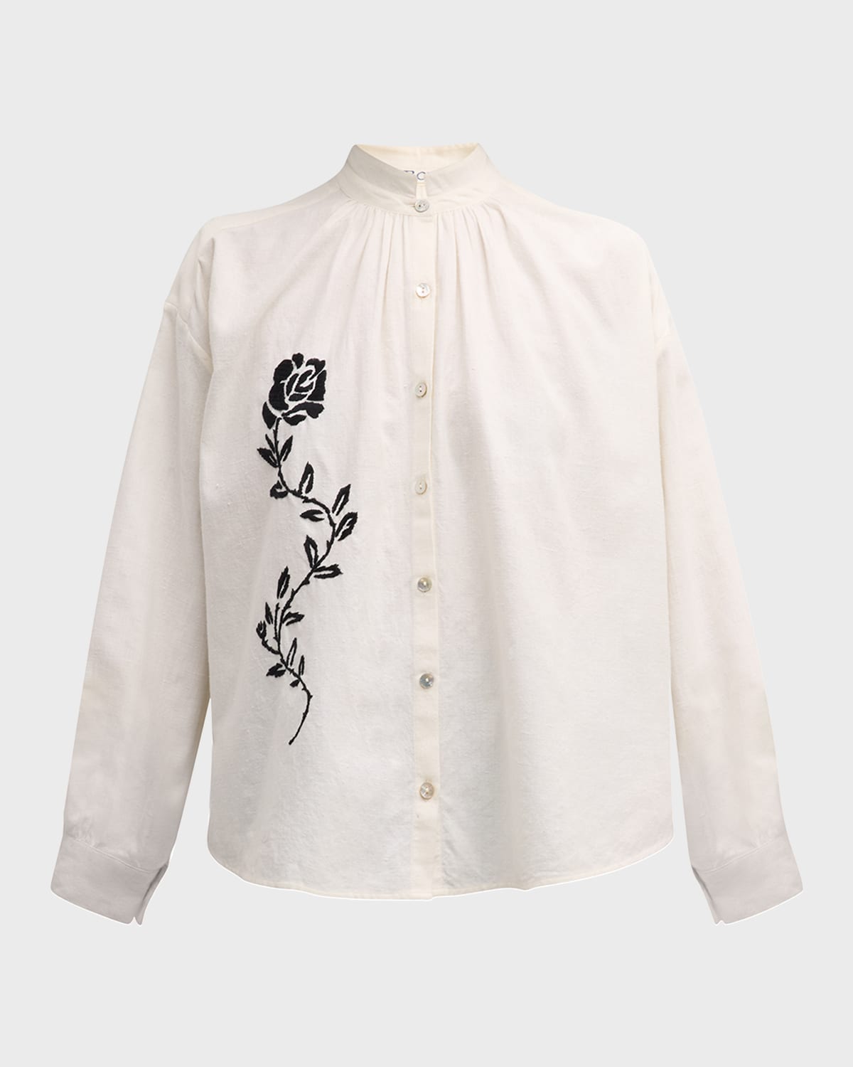Alix of Bohemia Kiki Noir Rose Embroidered Shirt