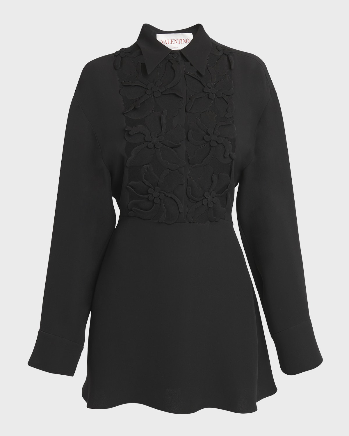 Valentino Garavani Flower Cutout Bib Mini Shirtdress