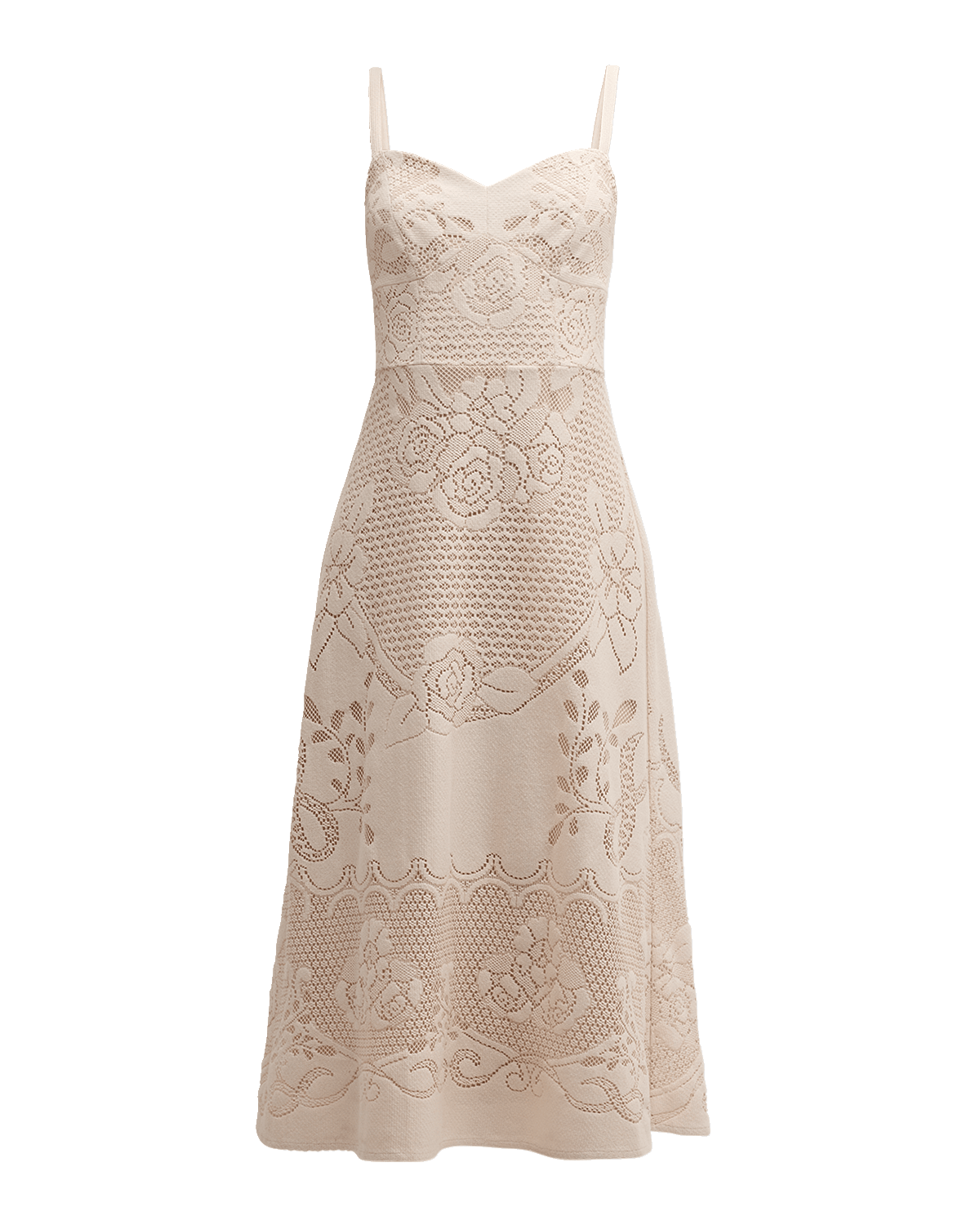 Kobi Halperin Willow Floral Lace Sweetheart Midi Dress