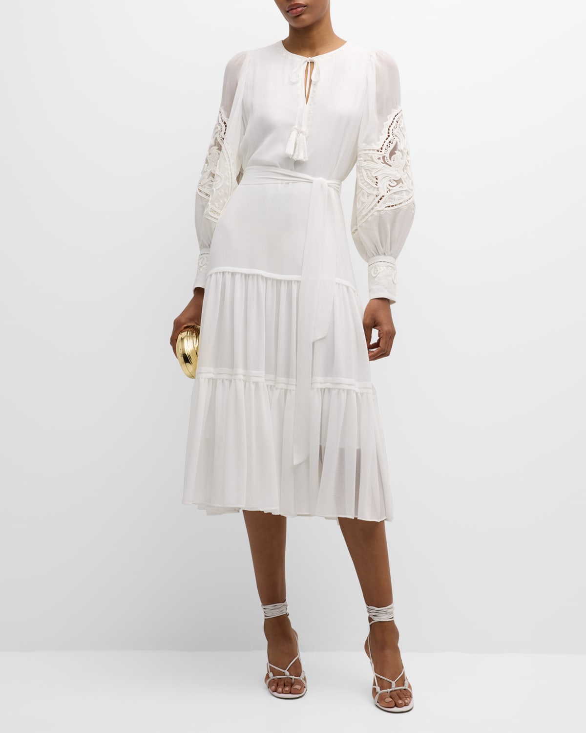 Kobi Halperin Mira Tiered Eyelet-Embroidered Midi Dress