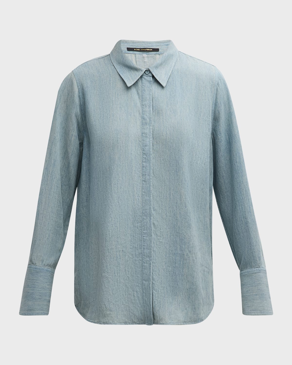 Kobi Halperin Sterling Heathered Button-Down Blouse