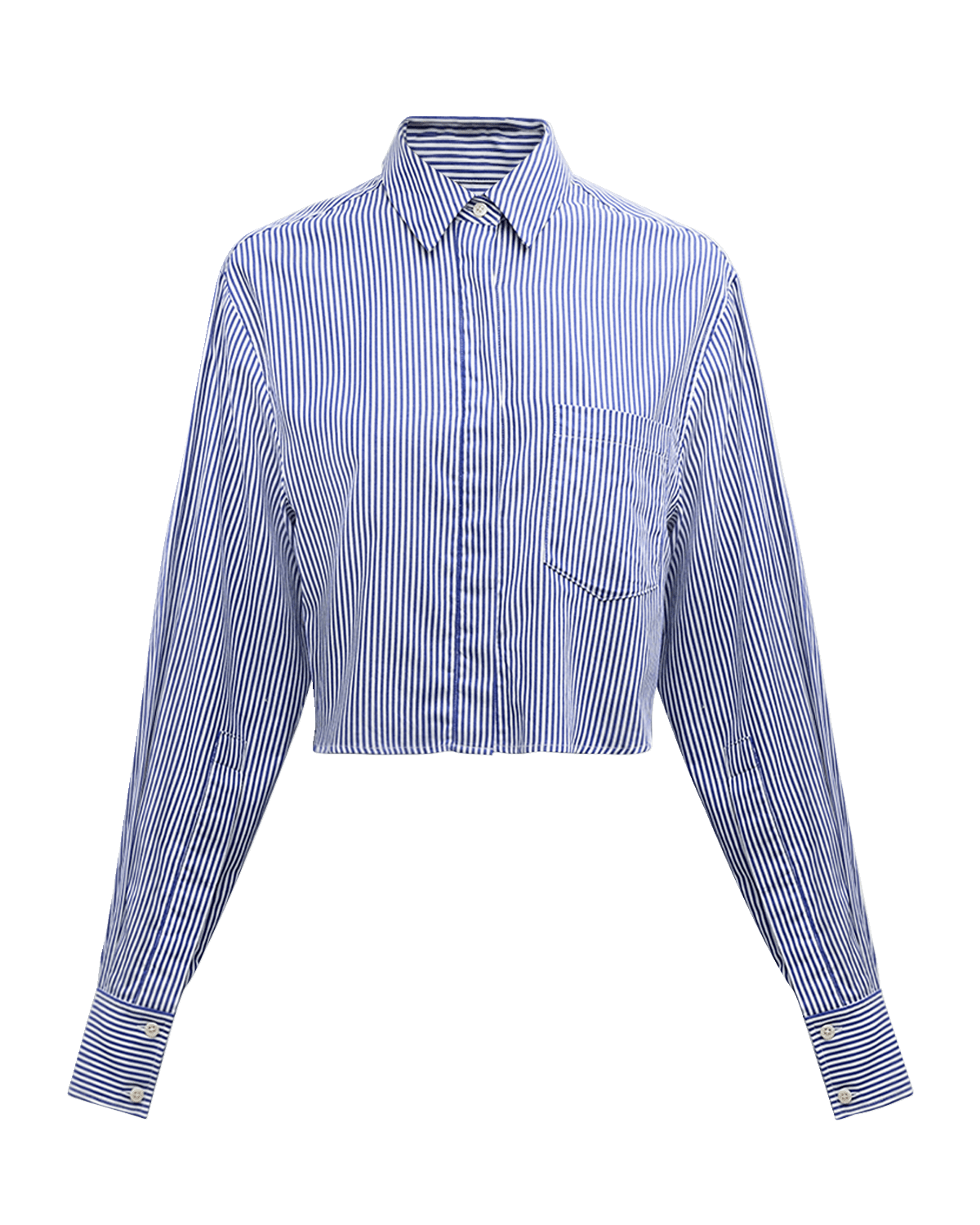 SIMKHAI Renata Cropped Cotton Stripe Button-Front Shirt