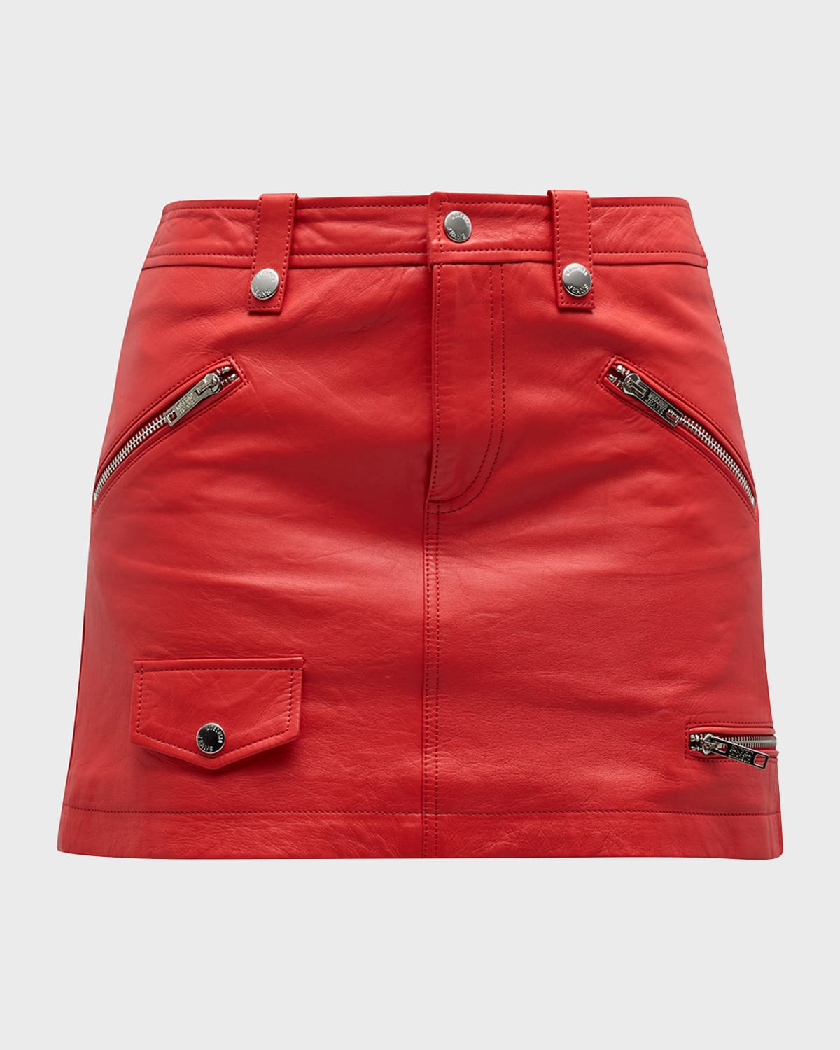 Moschino Jeans Zip-Pocket Faux-Leather Mini Skirt