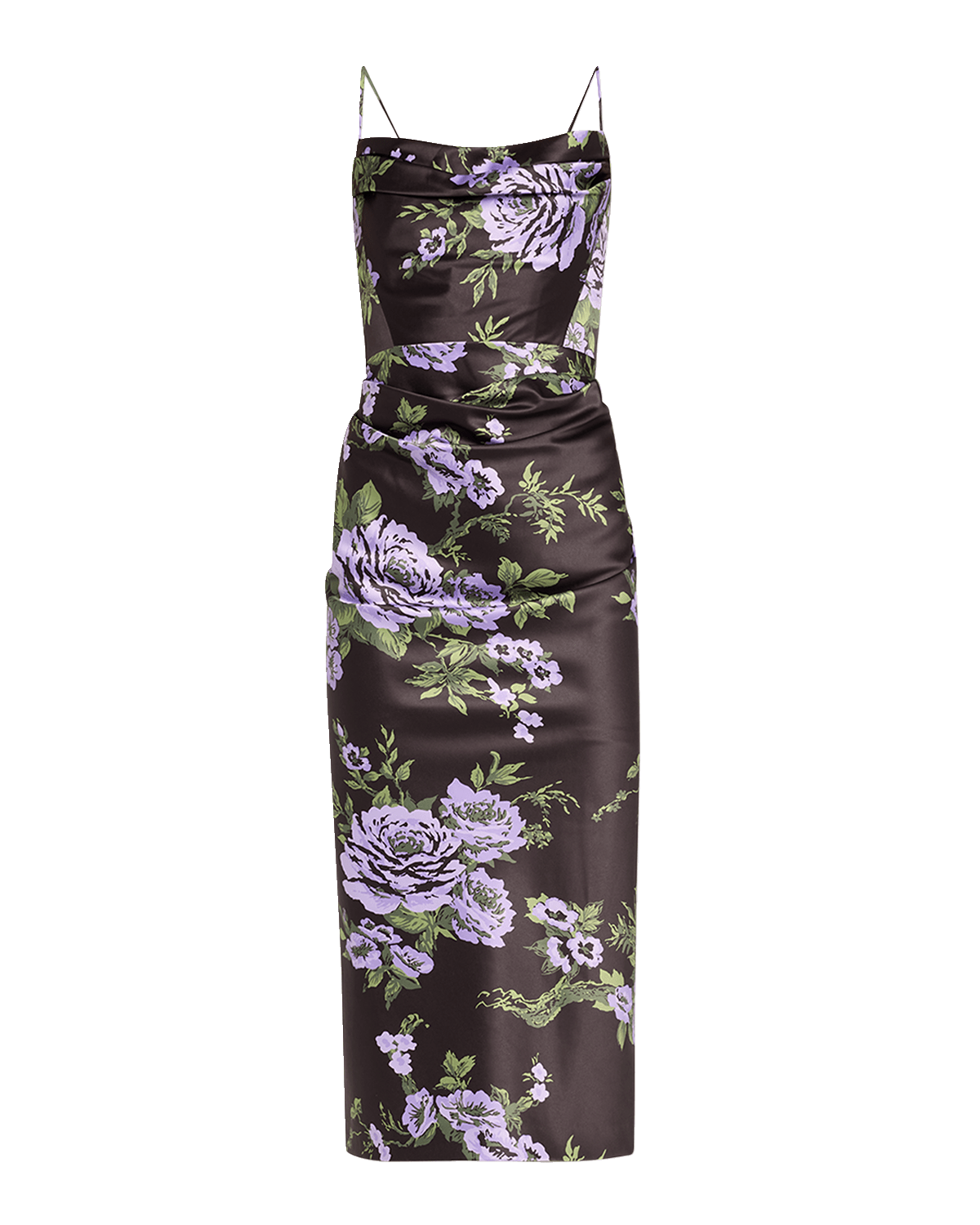 Carolina Herrera Floral Print Draped Midi Dress