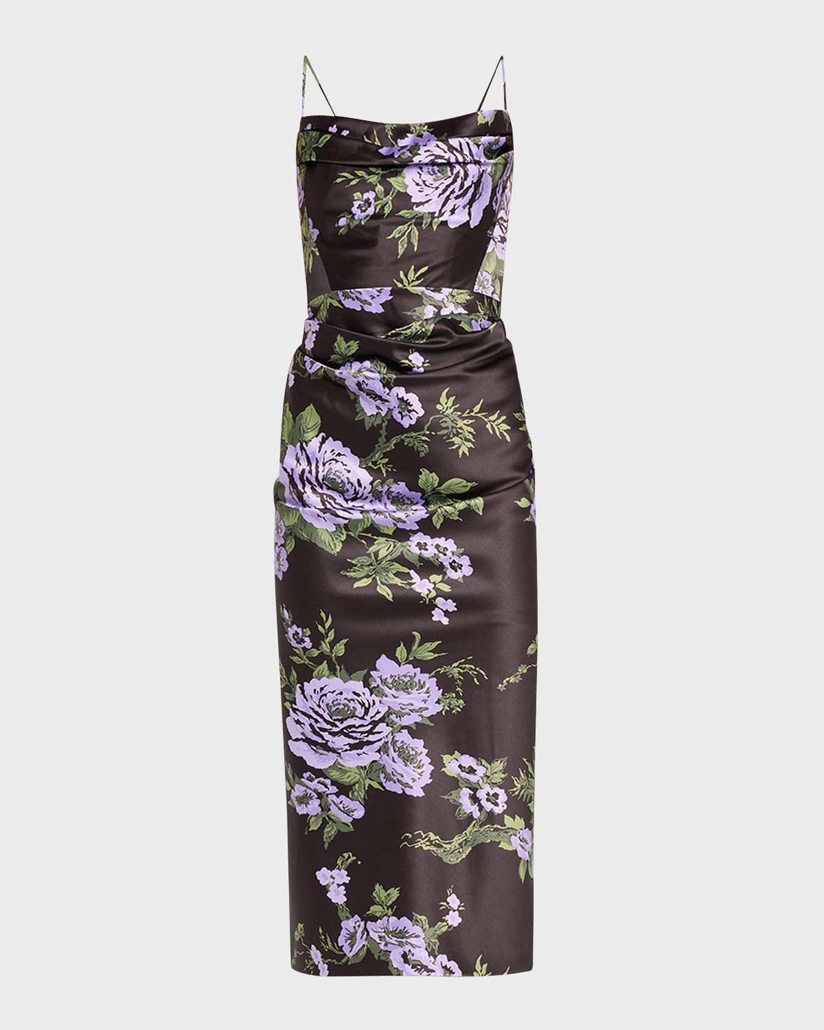 Carolina Herrera Floral Print Draped Midi Dress